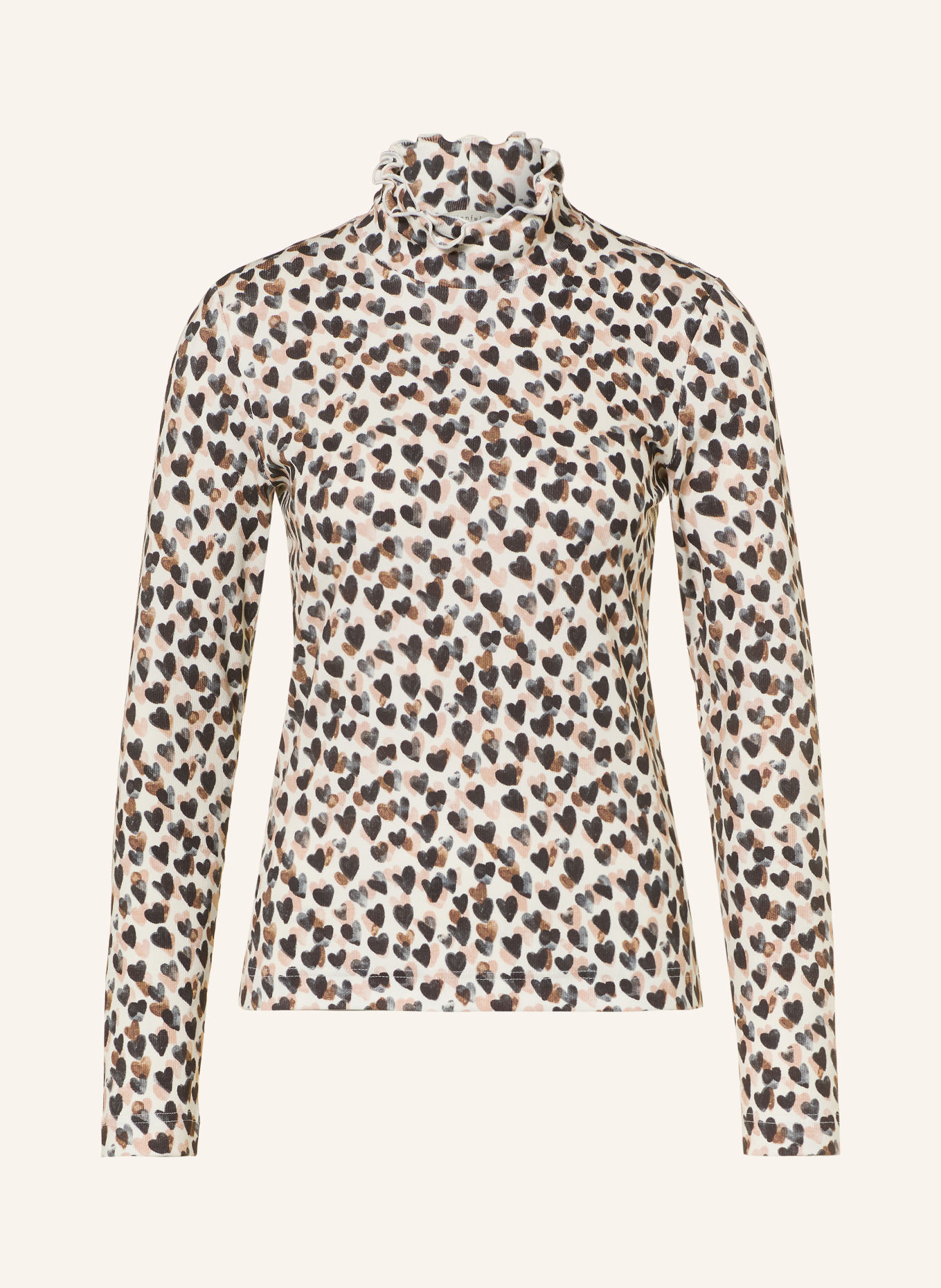 lilienfels Long-sleeve shirt with ruffles: CREAM / LIGHT ORANGE / BLACK