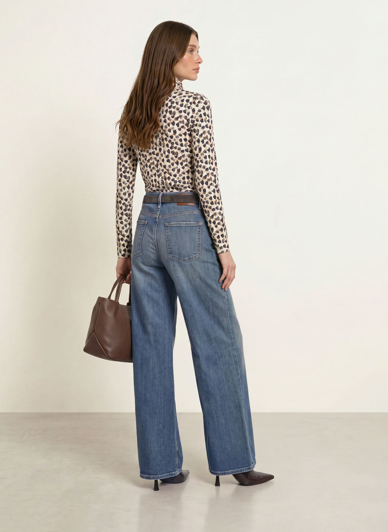 lilienfels Long-sleeve shirt with ruffles: CREAM / LIGHT ORANGE / BLACK
