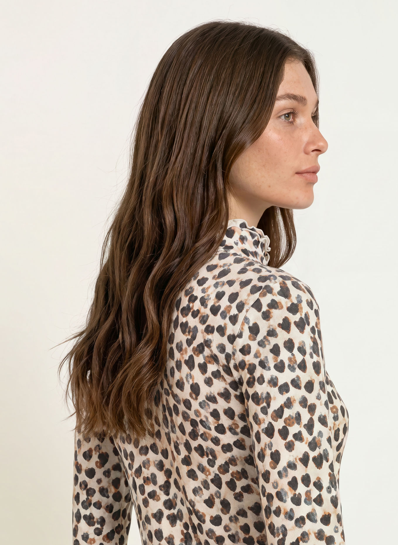 lilienfels Long-sleeve shirt with ruffles: CREAM / LIGHT ORANGE / BLACK