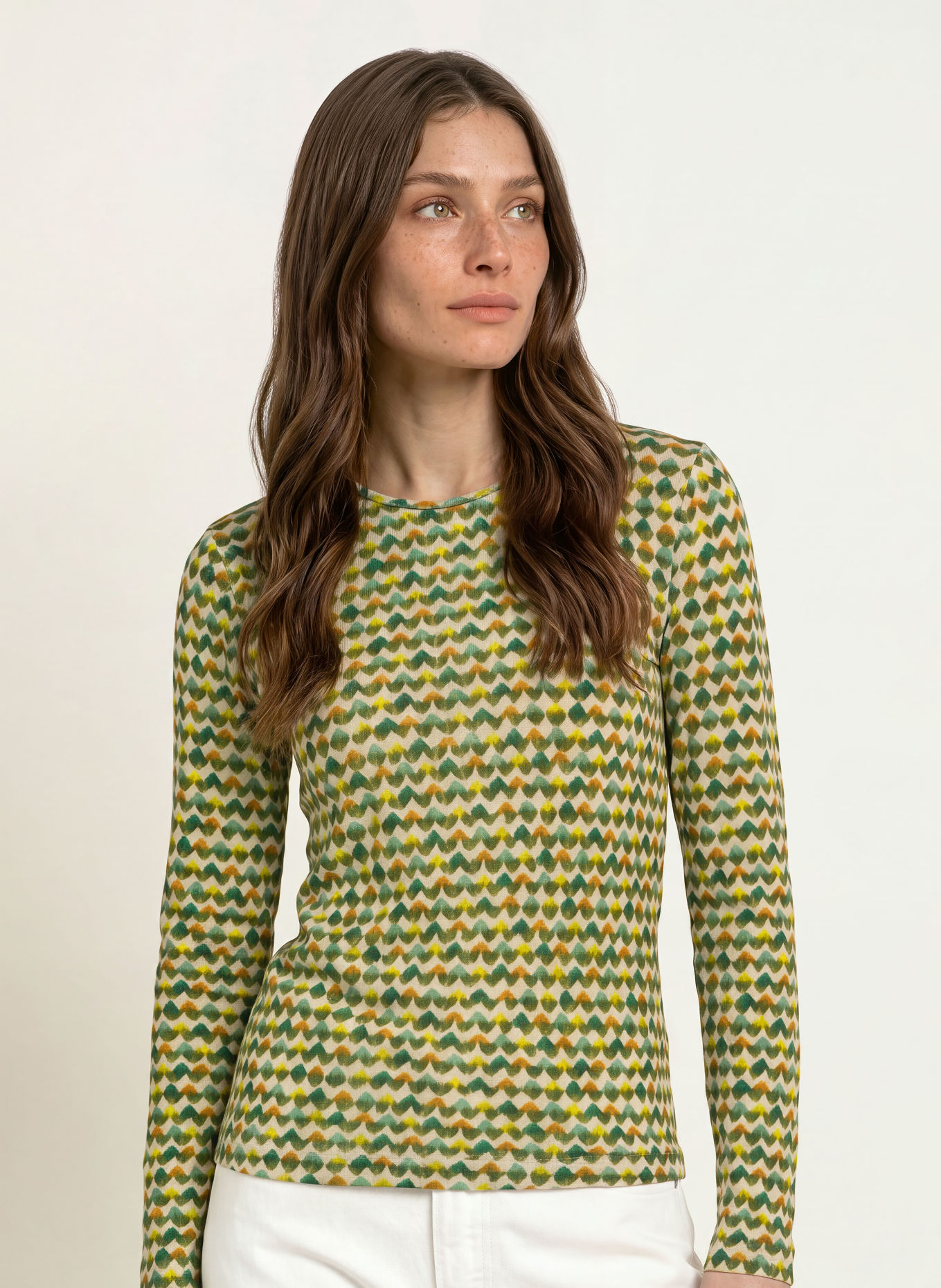 lilienfels Long-sleeve shirt: GREEN / CREAM / LIGHT GREEN