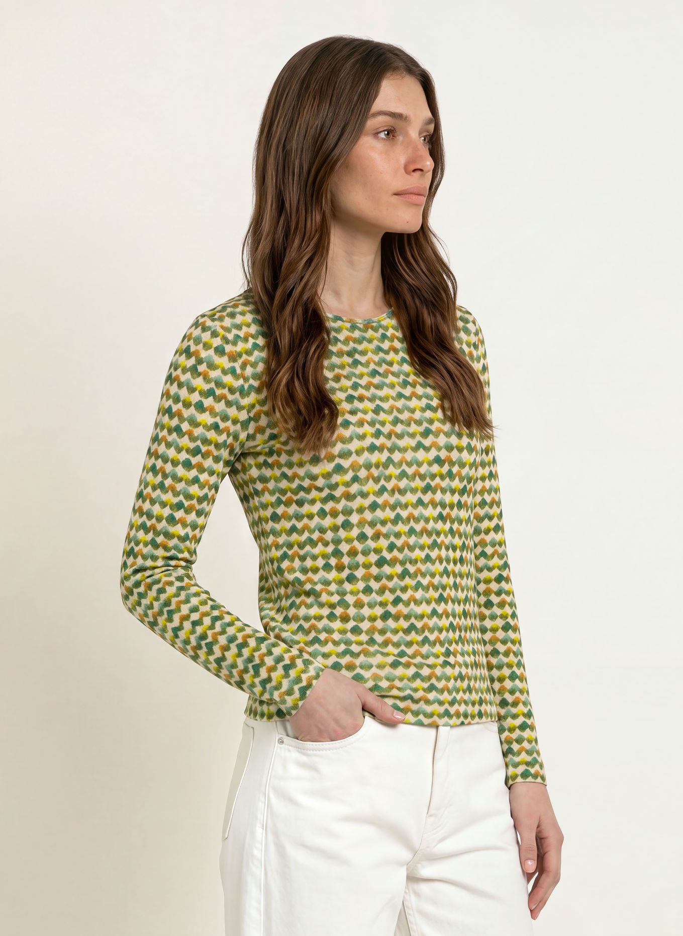lilienfels Long-sleeve shirt: GREEN / CREAM / LIGHT GREEN