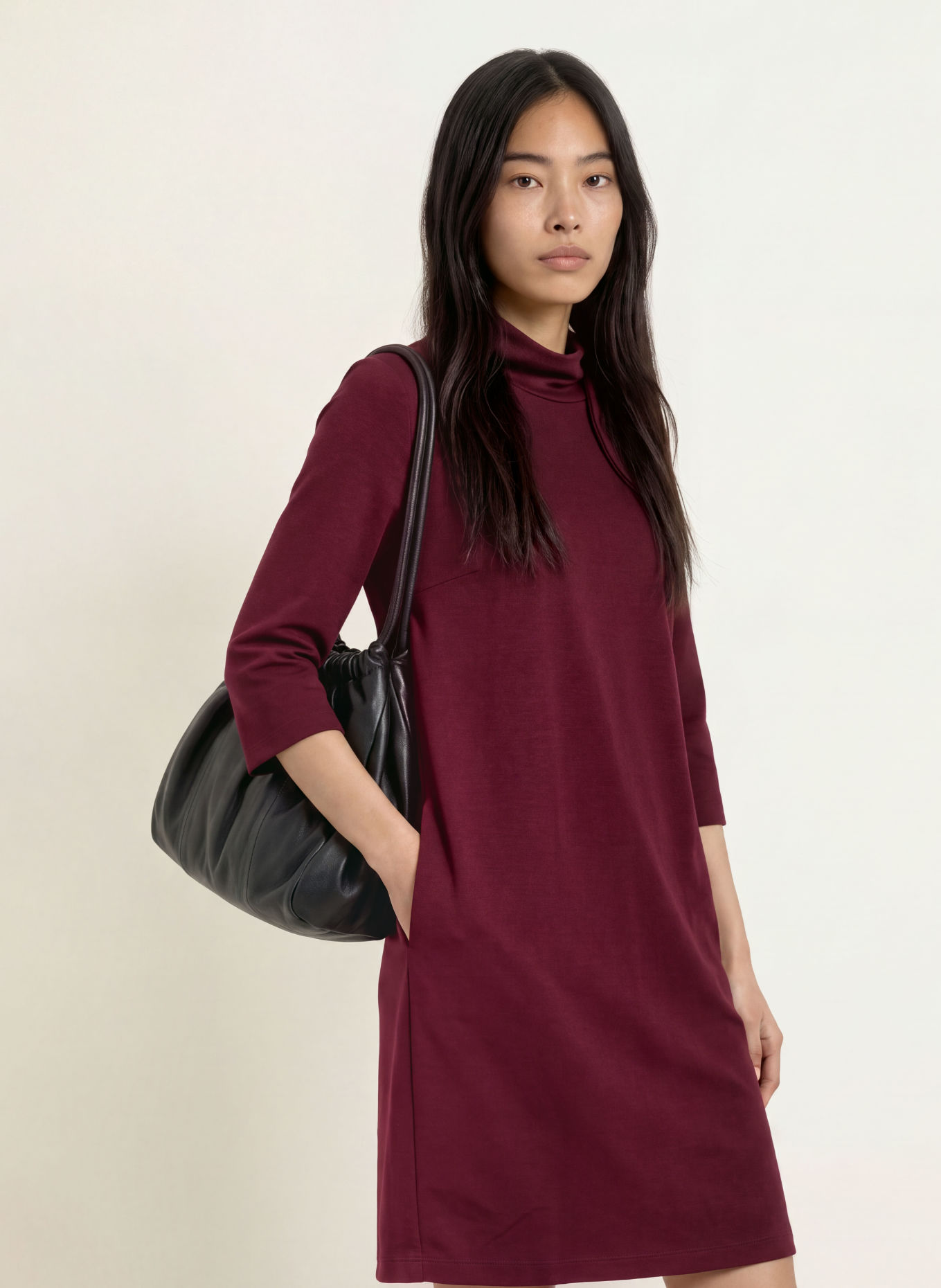 Miss Lagotte Jerseykleid mit 3/4-Arm: FUCHSIA