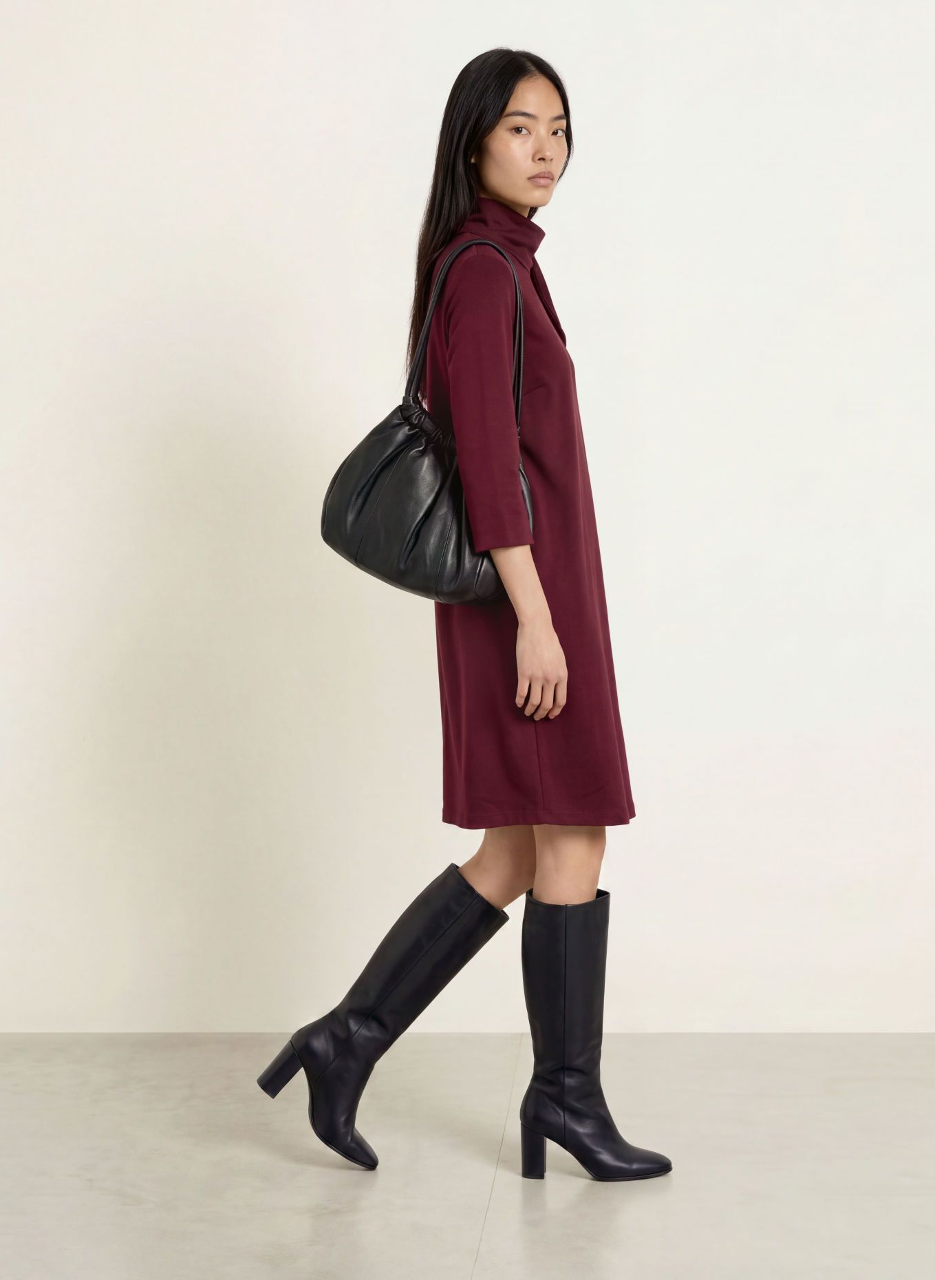 Miss Lagotte Jerseykleid mit 3/4-Arm: FUCHSIA