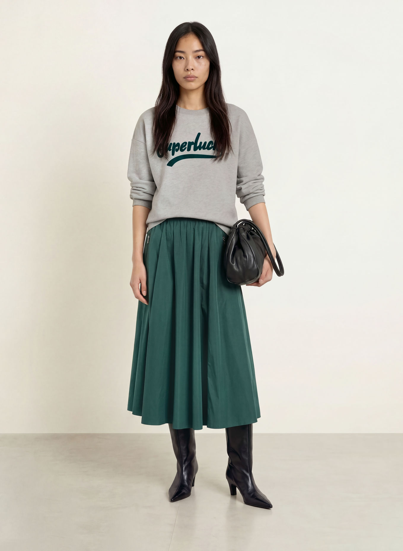 Miss Lagotte Sweatshirt: LICHTGRIJS / PETROL