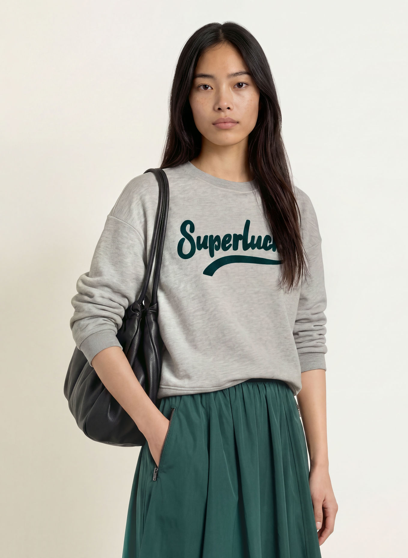 Miss Lagotte Sweatshirt: LICHTGRIJS / PETROL