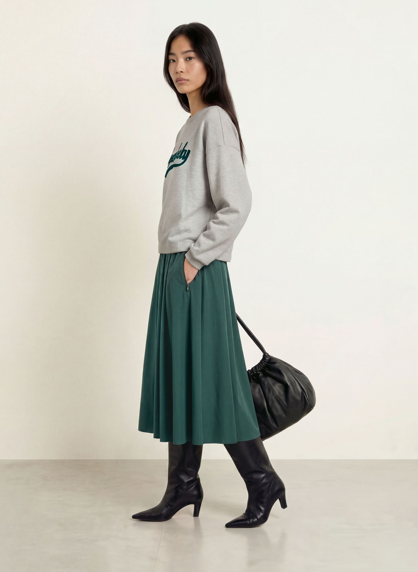 Miss Lagotte Sweatshirt: LICHTGRIJS / PETROL