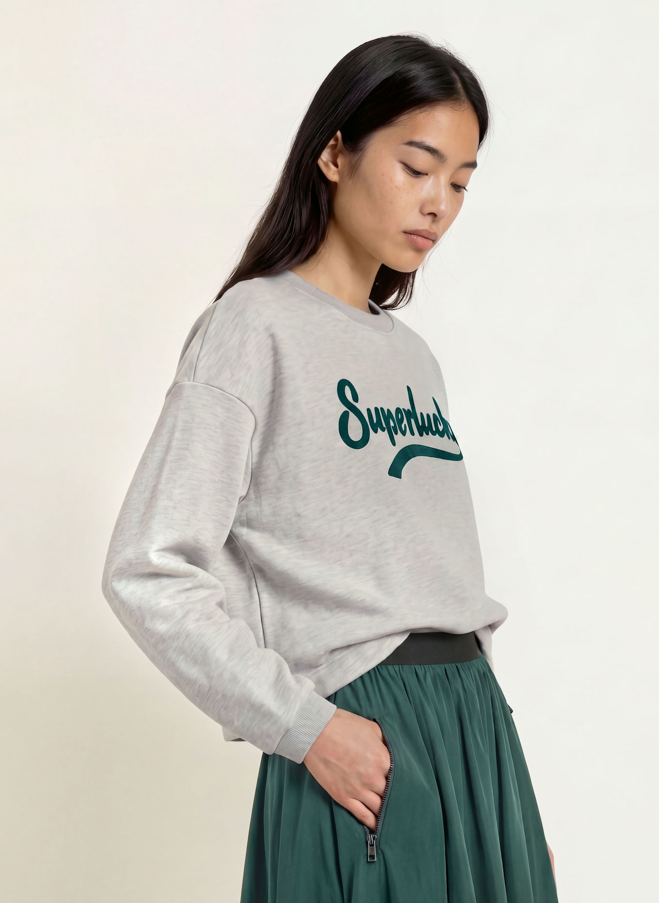 Miss Lagotte Sweatshirt: LICHTGRIJS / PETROL