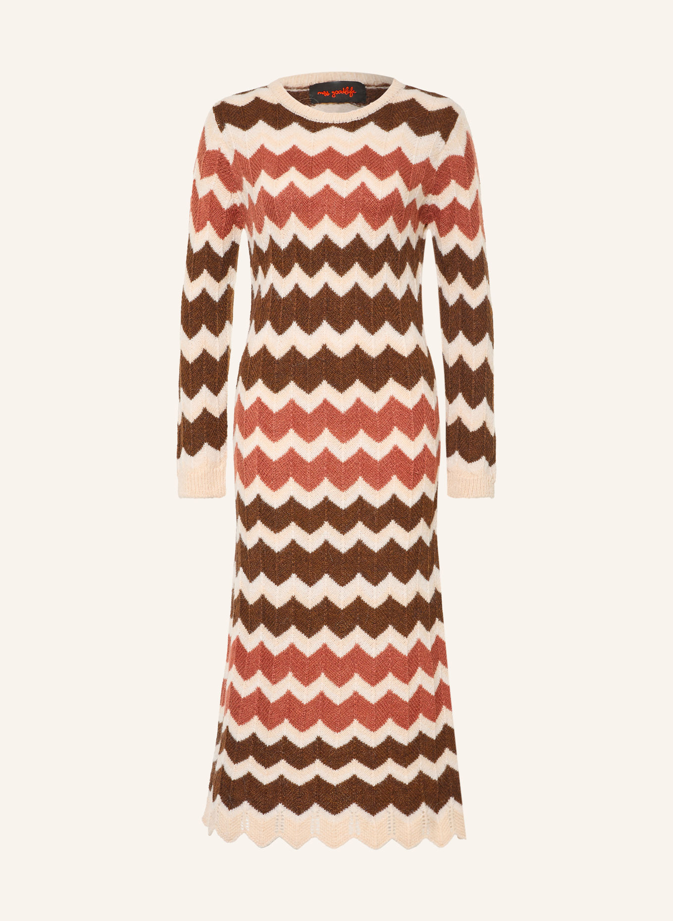 miss goodlife Strickkleid: DUNKELBRAUN / ALTROSA / CREME
