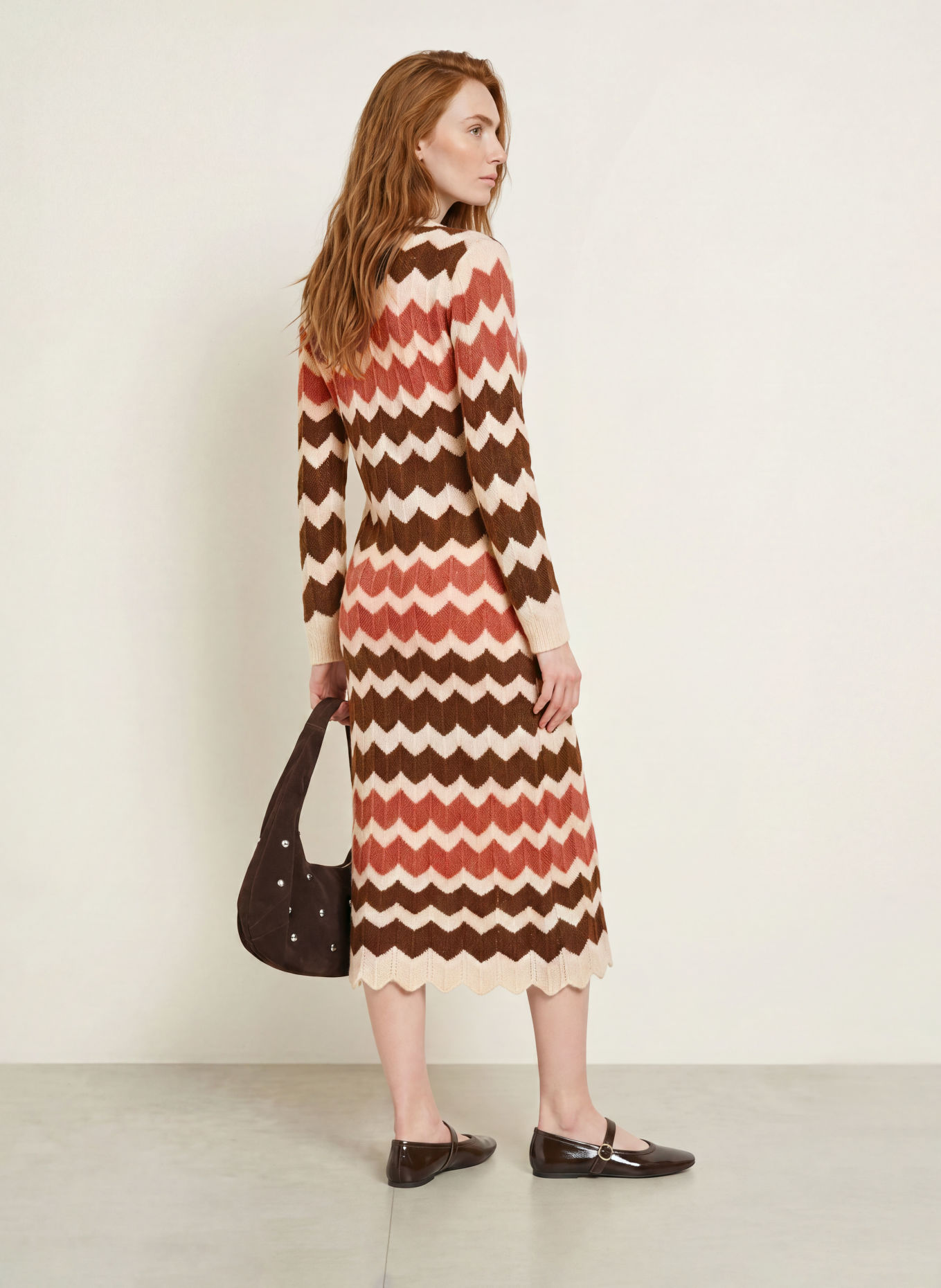 miss goodlife Strickkleid: DUNKELBRAUN / ALTROSA / CREME