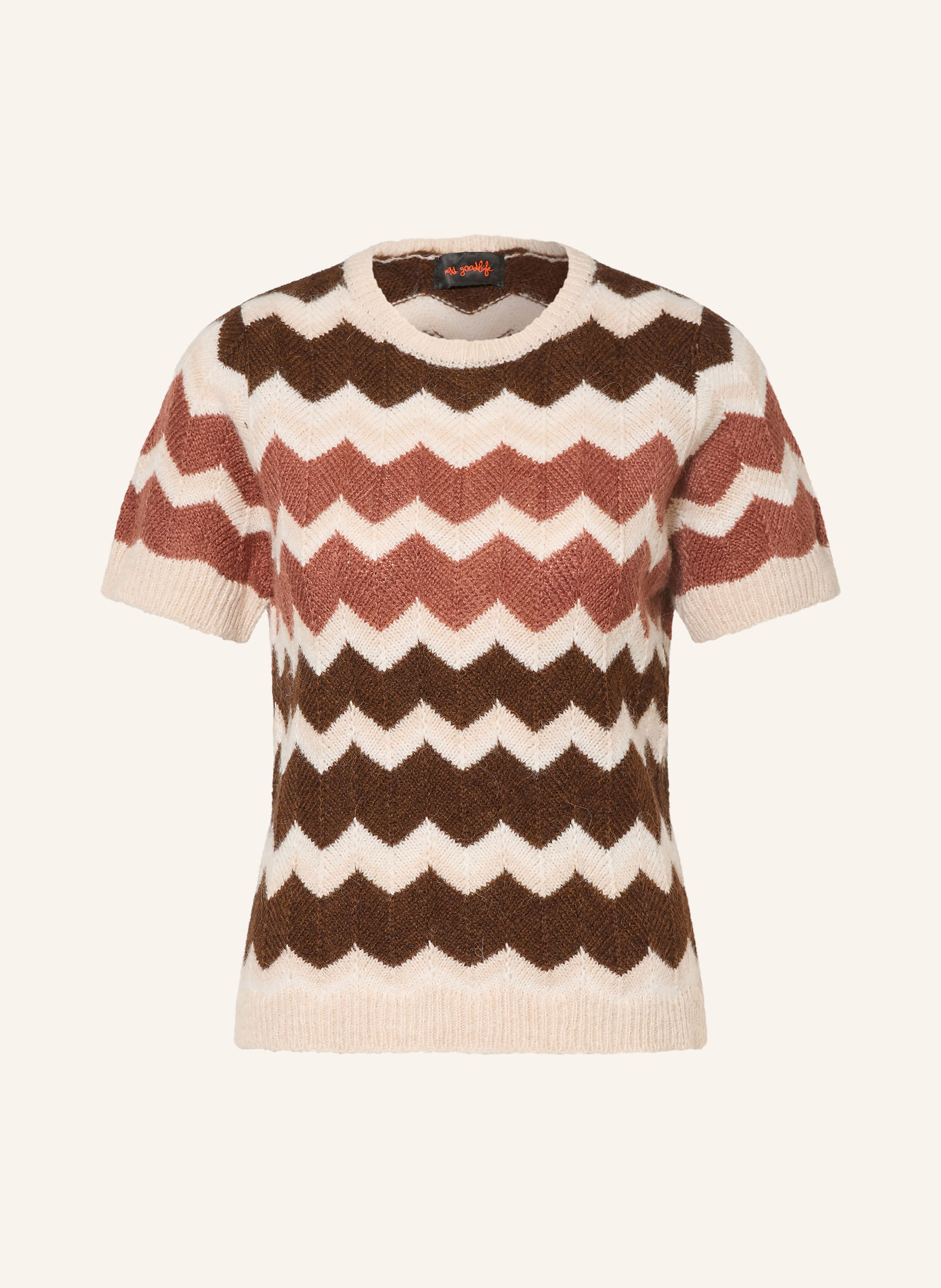 miss goodlife Strickshirt: DUNKELBRAUN / ALTROSA / CREME