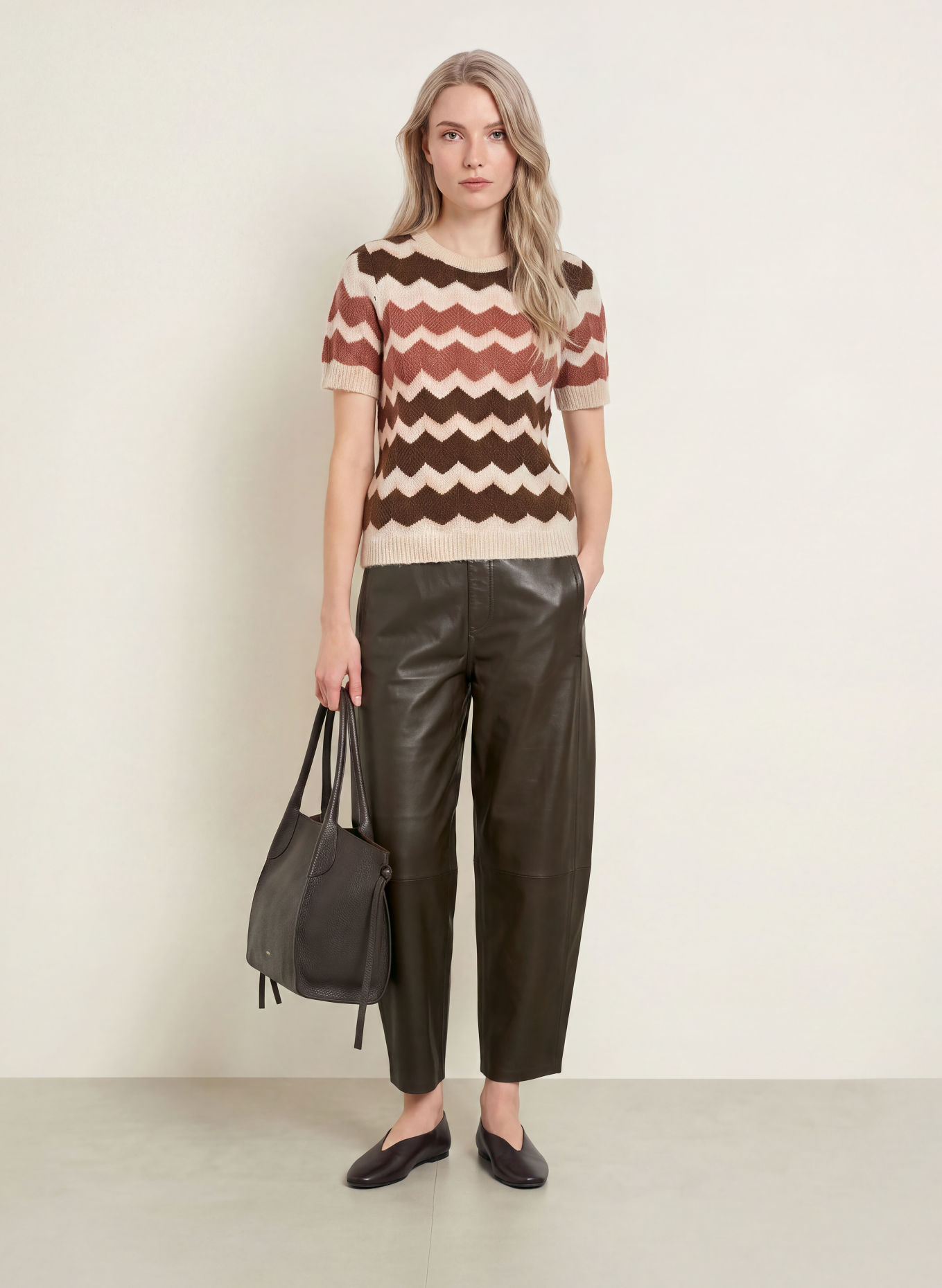 miss goodlife Strickshirt: DUNKELBRAUN / ALTROSA / CREME