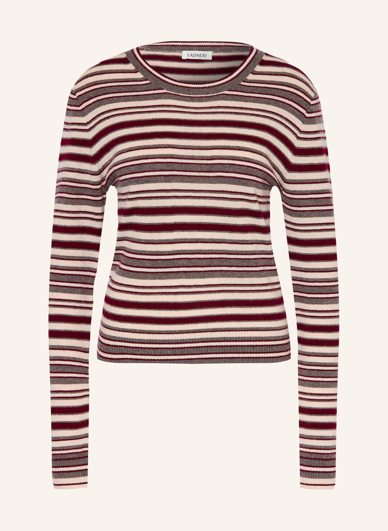 LADNERI Pullover LIAN: DUNKELROT / ECRU / TAUPE