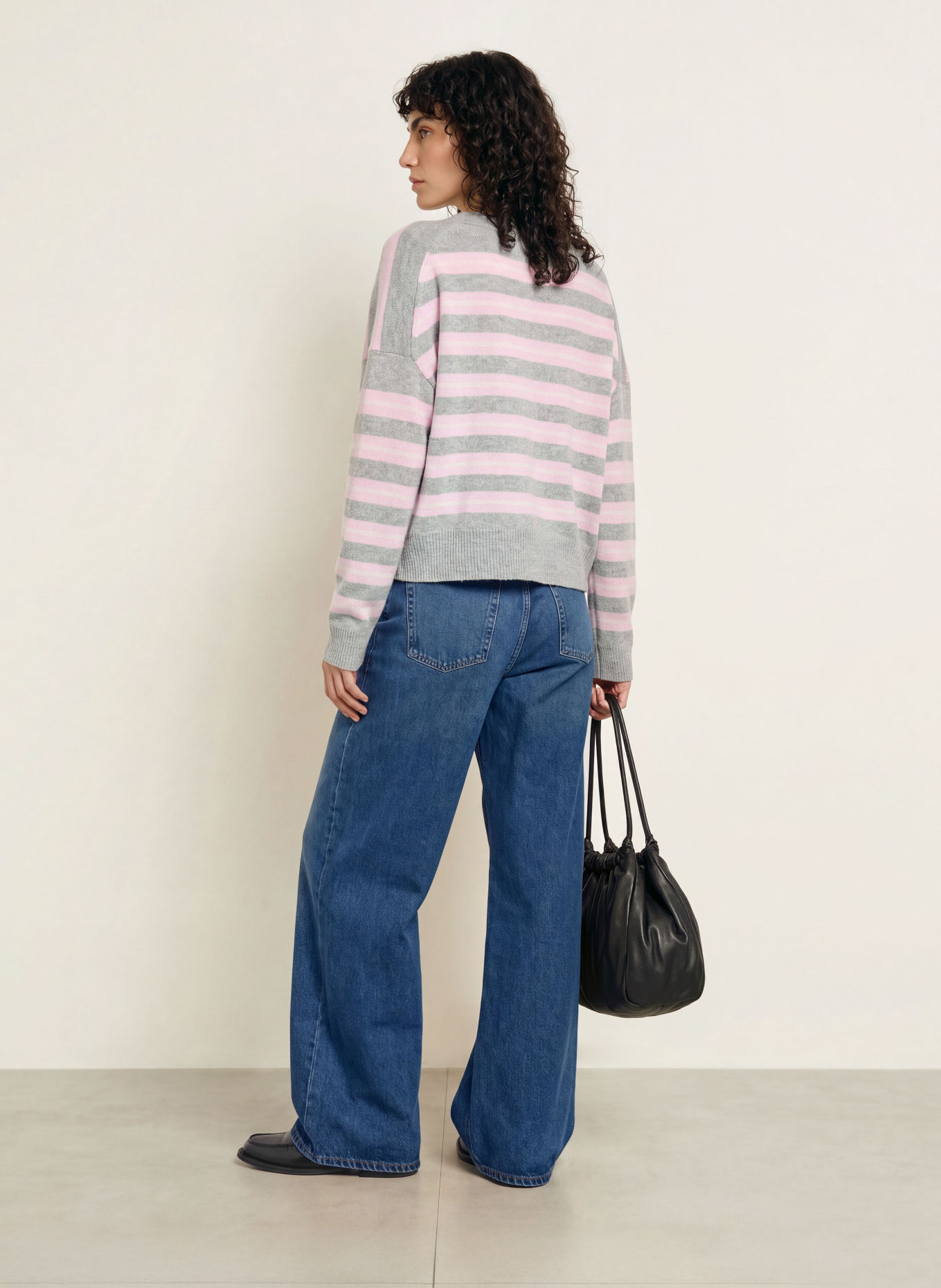 LADNERI Strickjacke ROMATUELLE mit Cashmere: ROSA / ECRU / GRAU