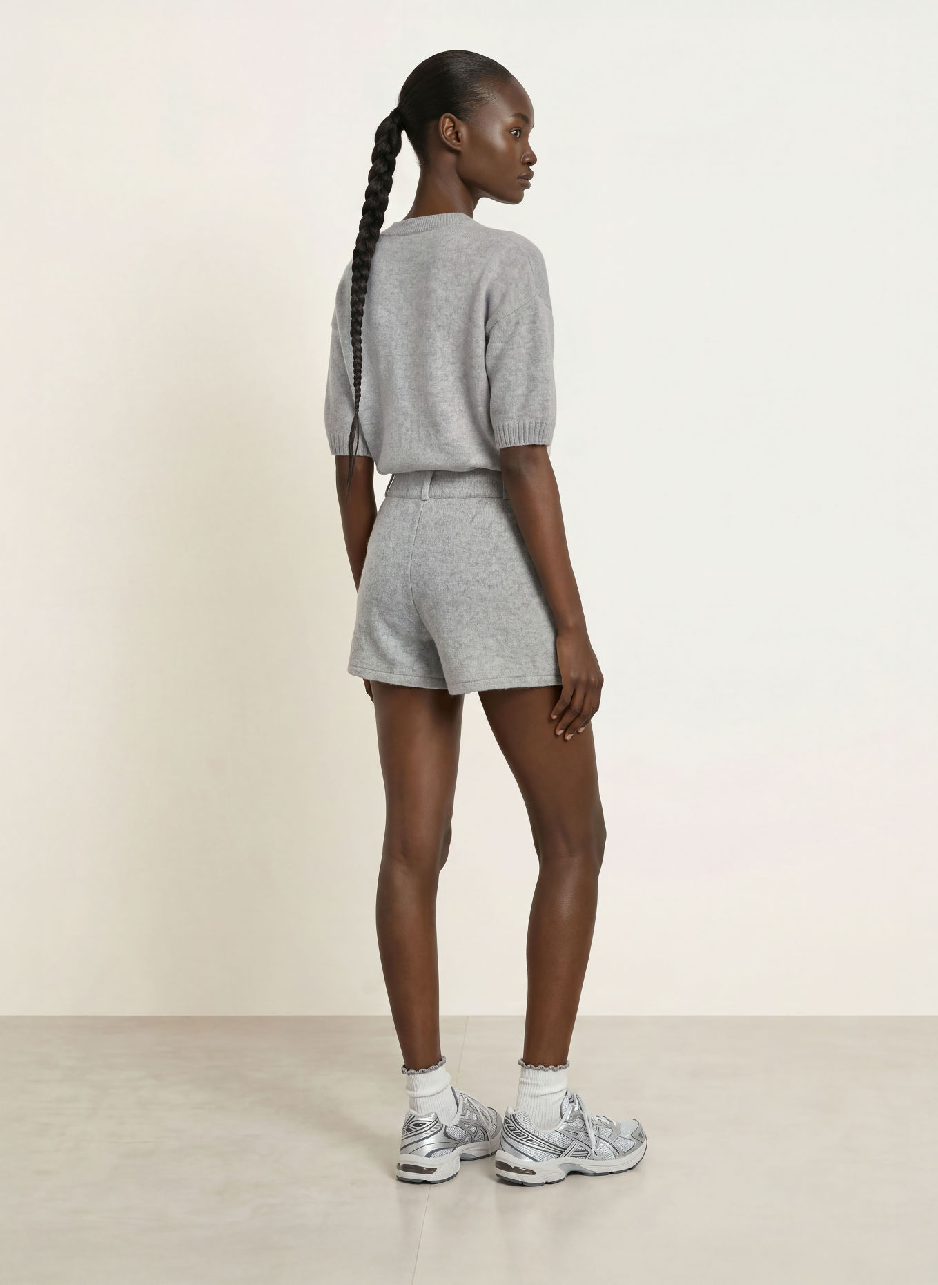 LADNERI Strickshorts MAXI mit Cashmere: GRAU