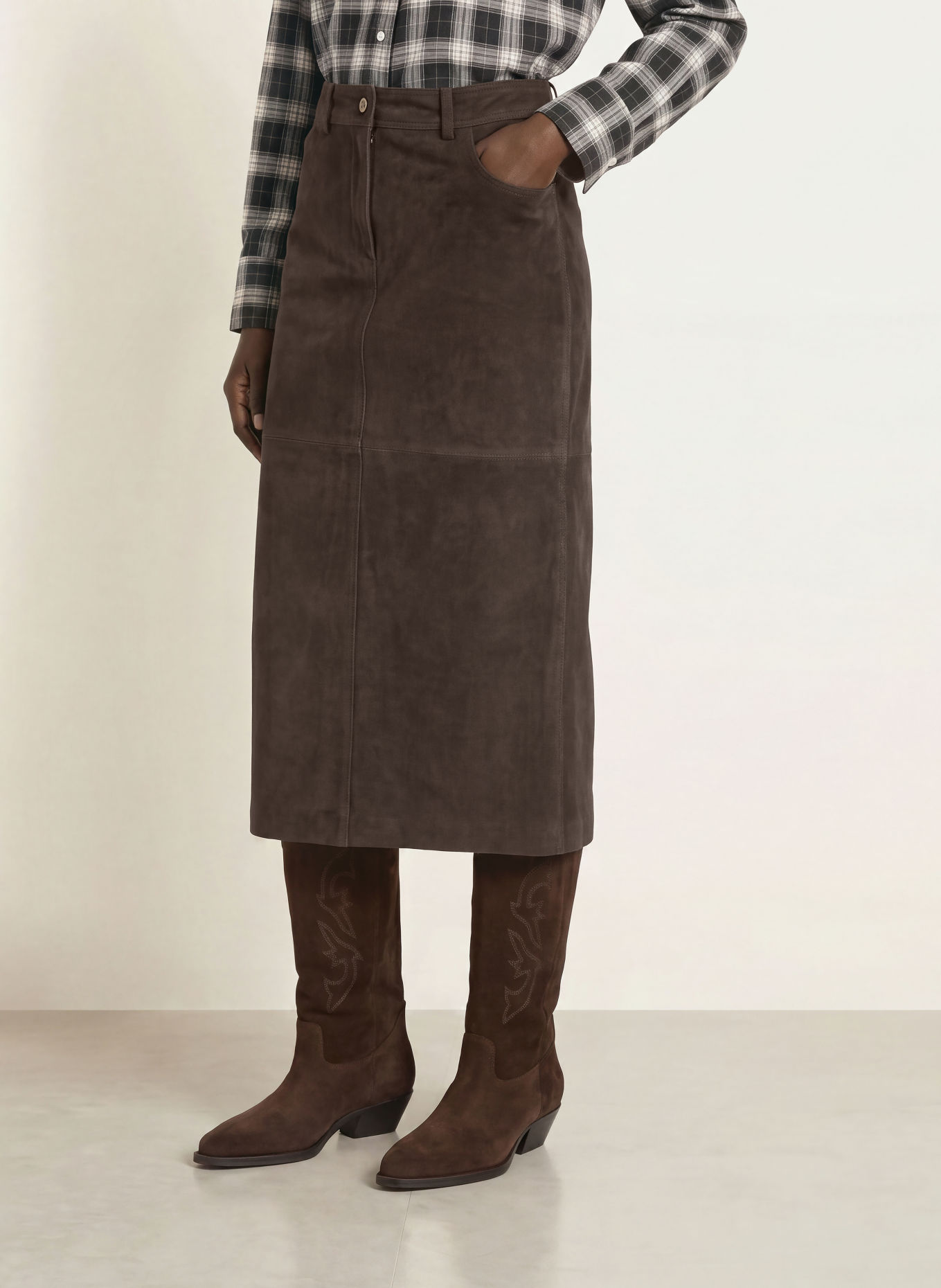 LADNERI Lederrock LEDA: DUNKELBRAUN