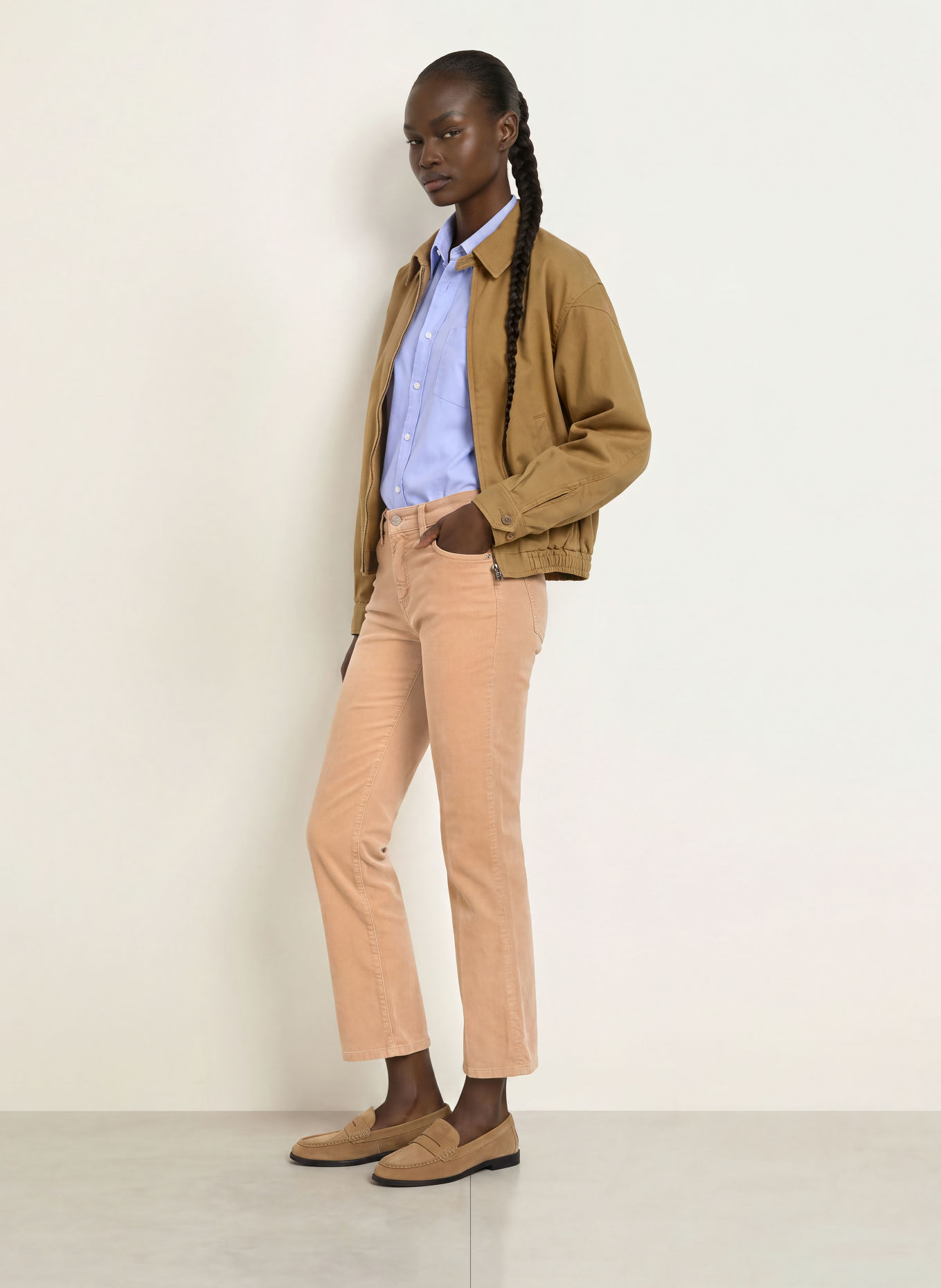CAMBIO Pantalon en velours côtelé FRANCESCA: BEIGE