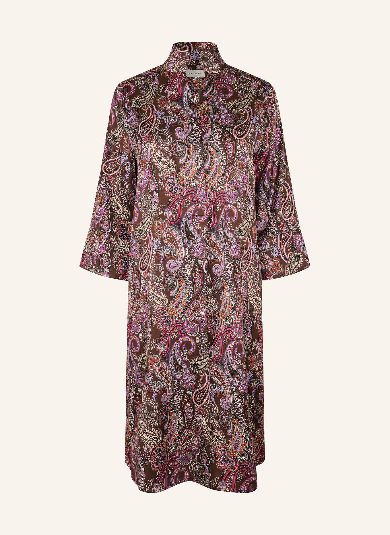 dea kudibal Robe KAMILLES en soie à manches 3/4: MARRON FONCÉ / BEIGE / LILAS