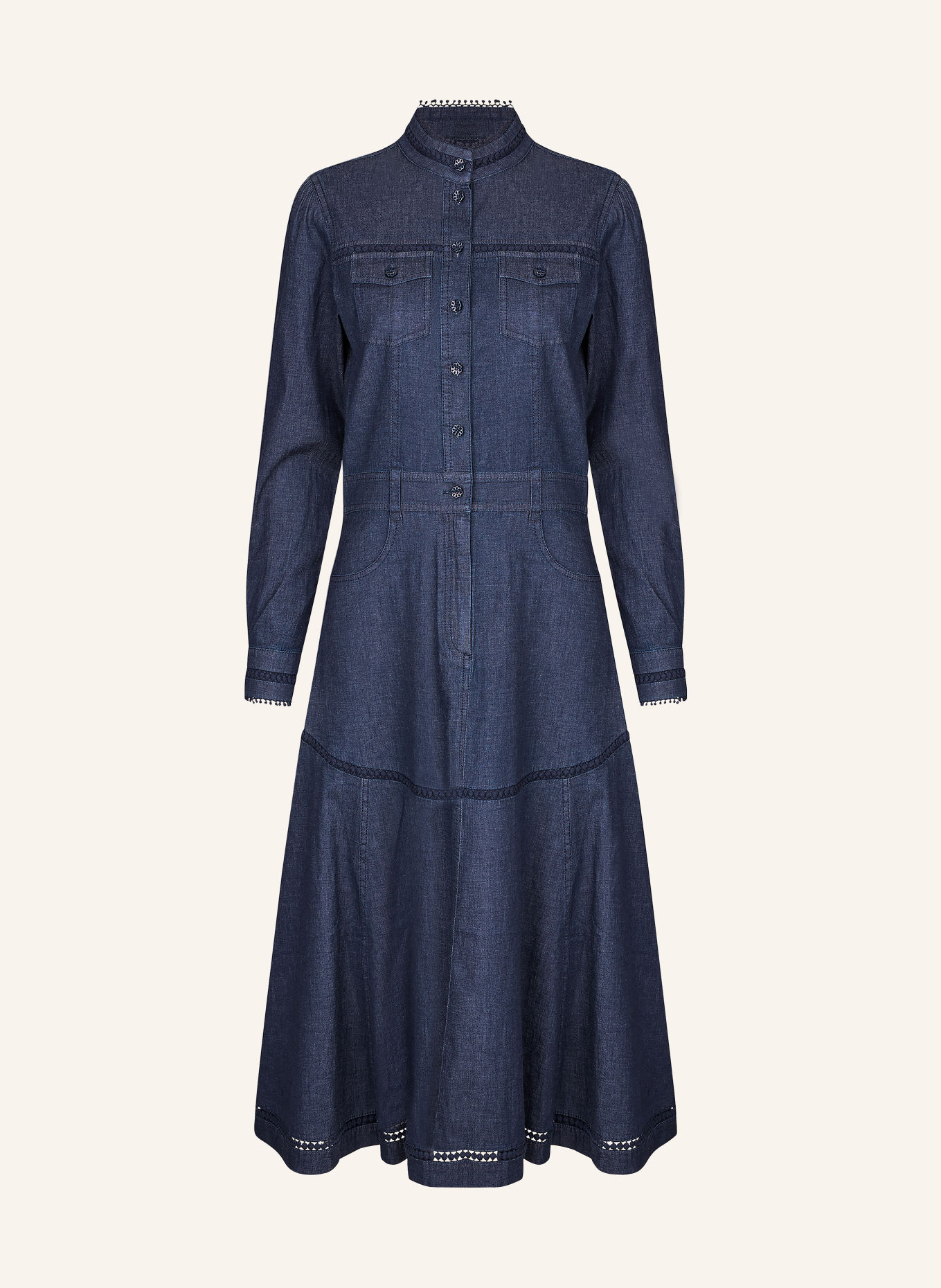 dea kudibal Robe en jean AUGUSTA avec de la dentelle: BLEU FONCÉ