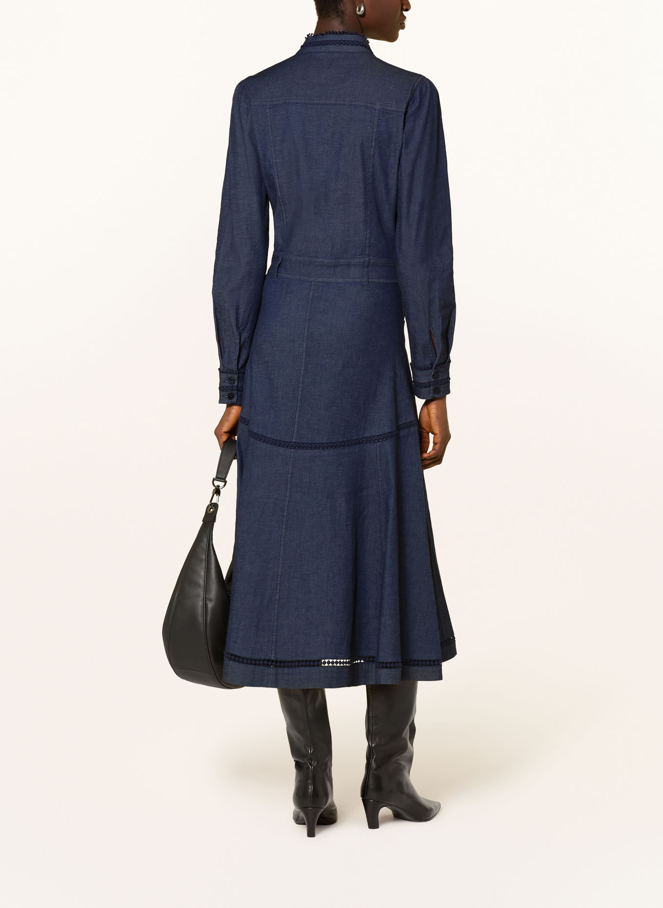 dea kudibal Robe en jean AUGUSTA avec de la dentelle: BLEU FONCÉ