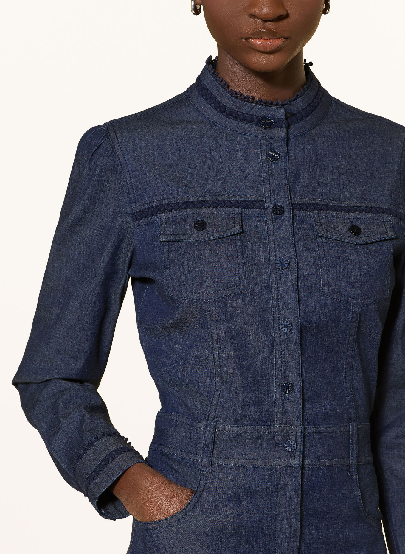 dea kudibal Robe en jean AUGUSTA avec de la dentelle: BLEU FONCÉ