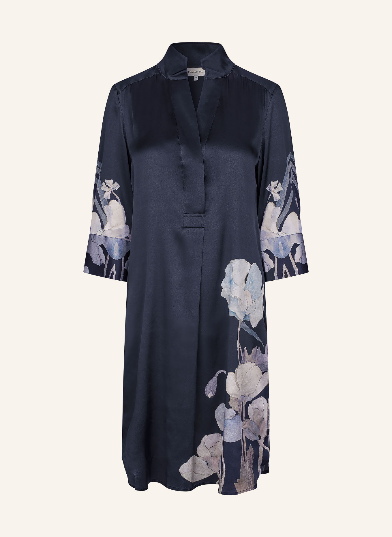 dea kudibal Kleid KAMILLES mit Seide und 3/4-Arm: DUNKELBLAU / BLAUGRAU / TAUPE