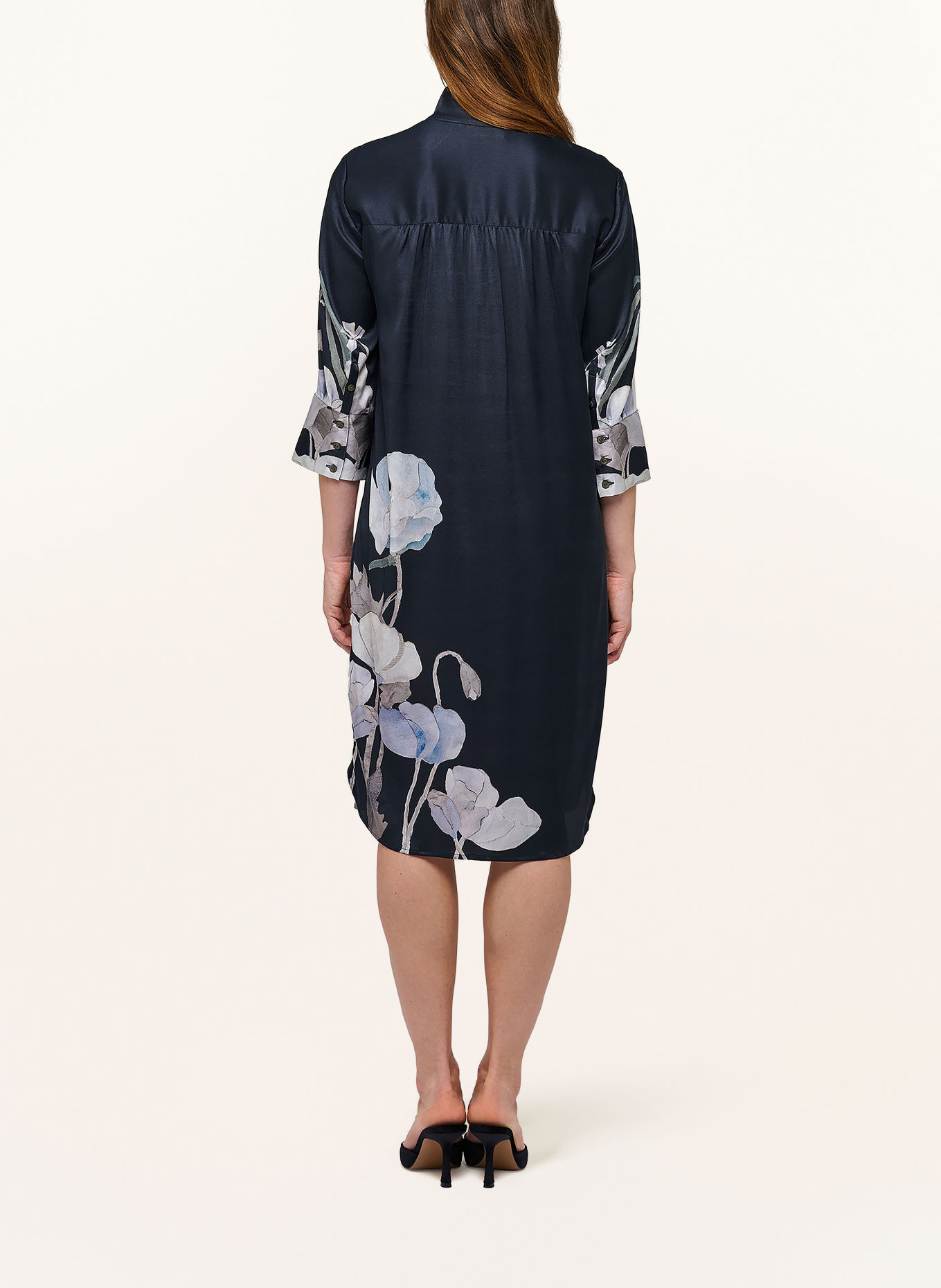 dea kudibal Kleid KAMILLES mit Seide und 3/4-Arm: DUNKELBLAU / BLAUGRAU / TAUPE