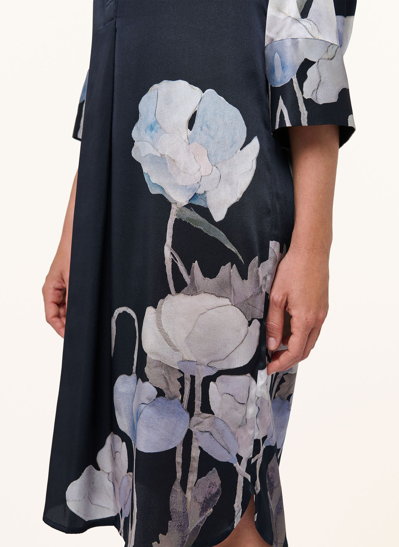 dea kudibal Kleid KAMILLES mit Seide und 3/4-Arm: DUNKELBLAU / BLAUGRAU / TAUPE