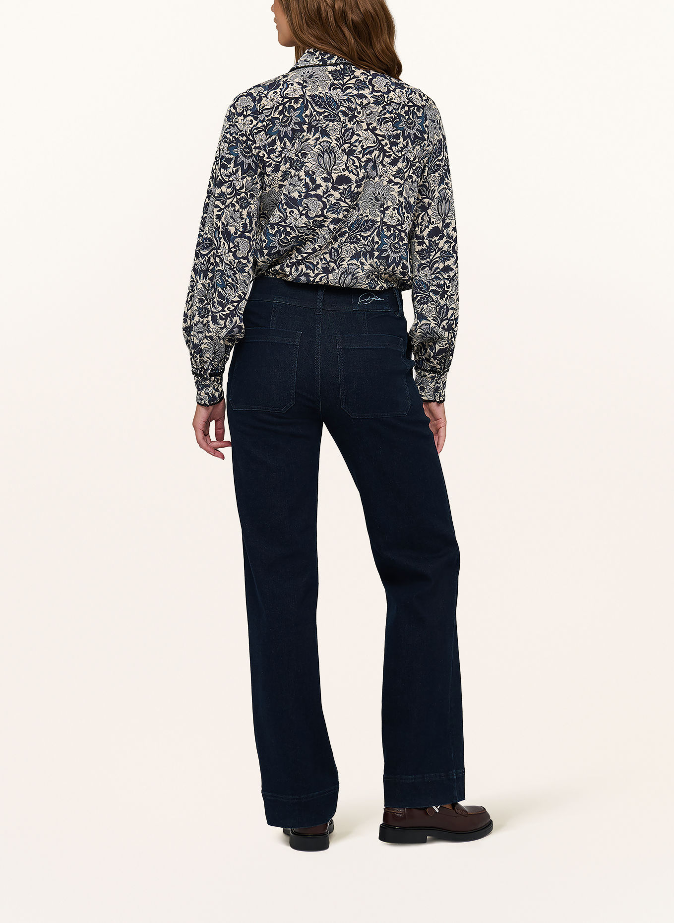 dea kudibal LENA Blouse with Silk and Lace: DARK BLUE / ECRU / BLUE GRAY