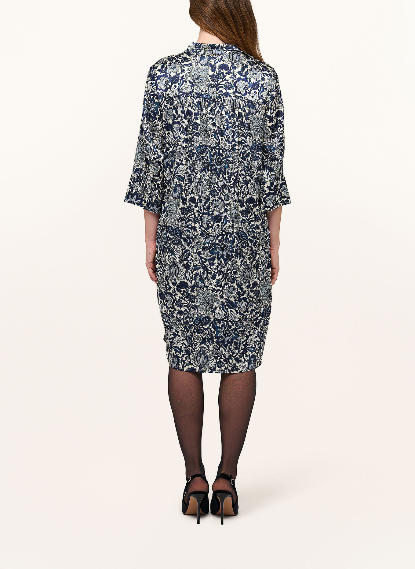 dea kudibal Kleid KAMILLES mit Seide und 3/4-Arm: DUNKELBLAU / ECRU / BLAUGRAU