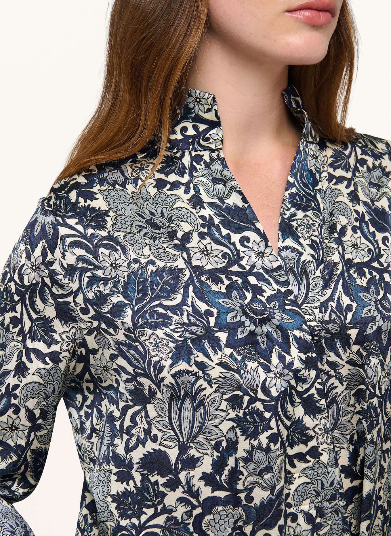 dea kudibal Kleid KAMILLES mit Seide und 3/4-Arm: DUNKELBLAU / ECRU / BLAUGRAU