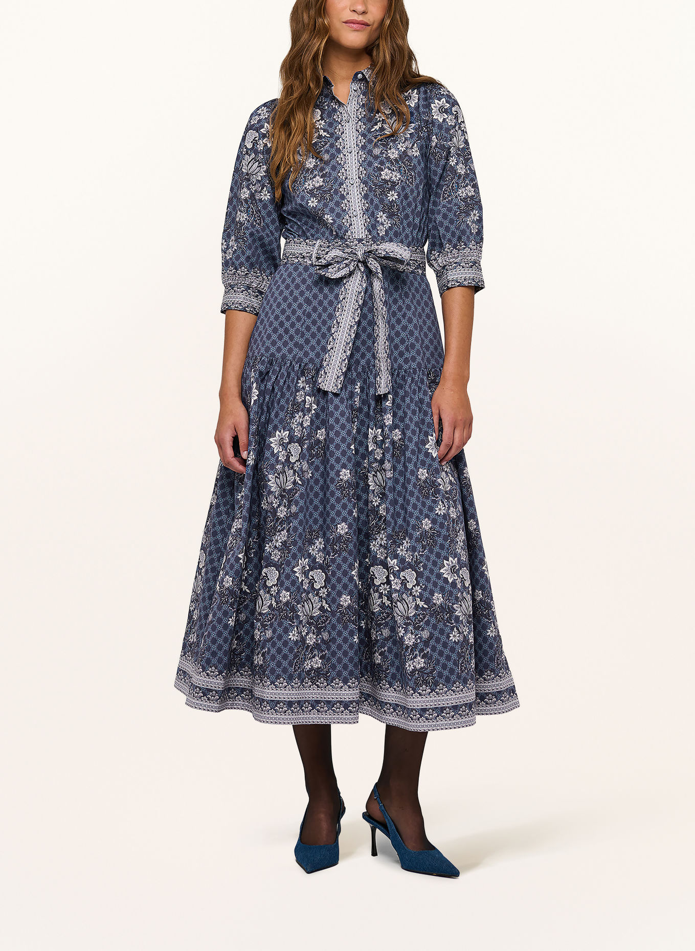 dea kudibal Hemdblusenkleid PALMA mit 3/4-Arm: DUNKELBLAU / BLAUGRAU / WEISS
