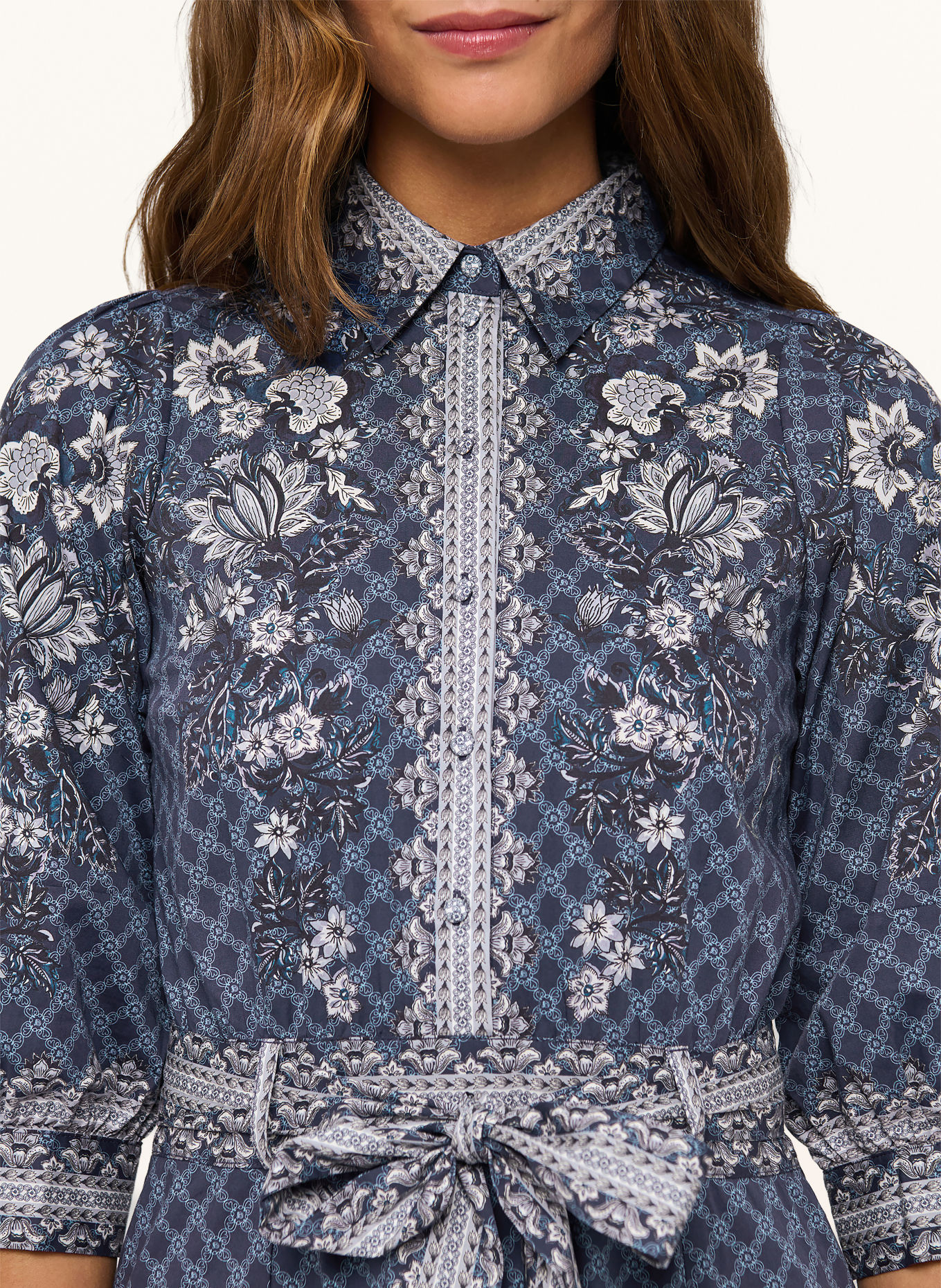 dea kudibal Hemdblusenkleid PALMA mit 3/4-Arm: DUNKELBLAU / BLAUGRAU / WEISS
