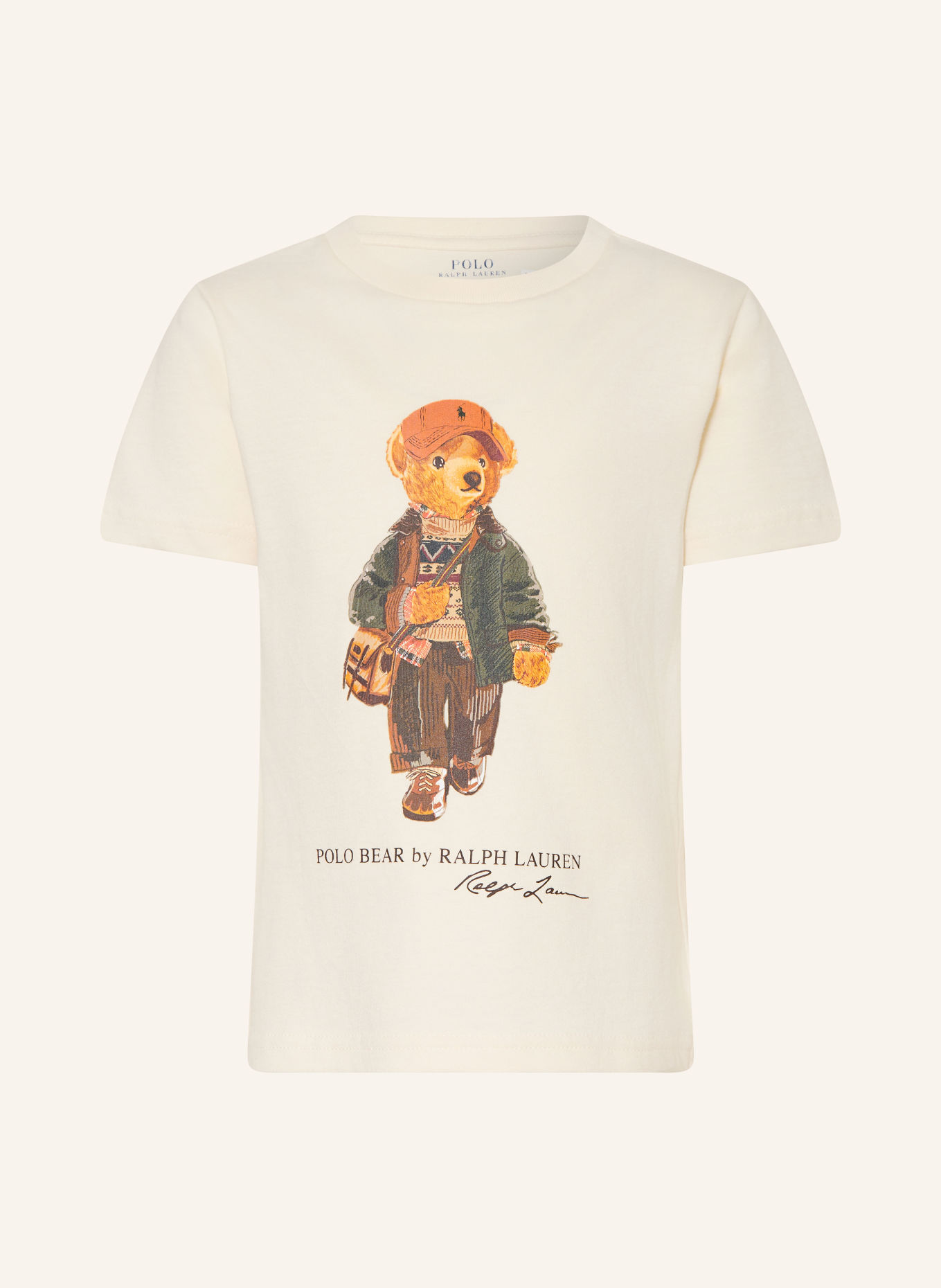 POLO RALPH LAUREN Tričko: KRÉMOVÁ / TMAVĚ ORANŽOVÁ / TMAVĚ ZELENÁ