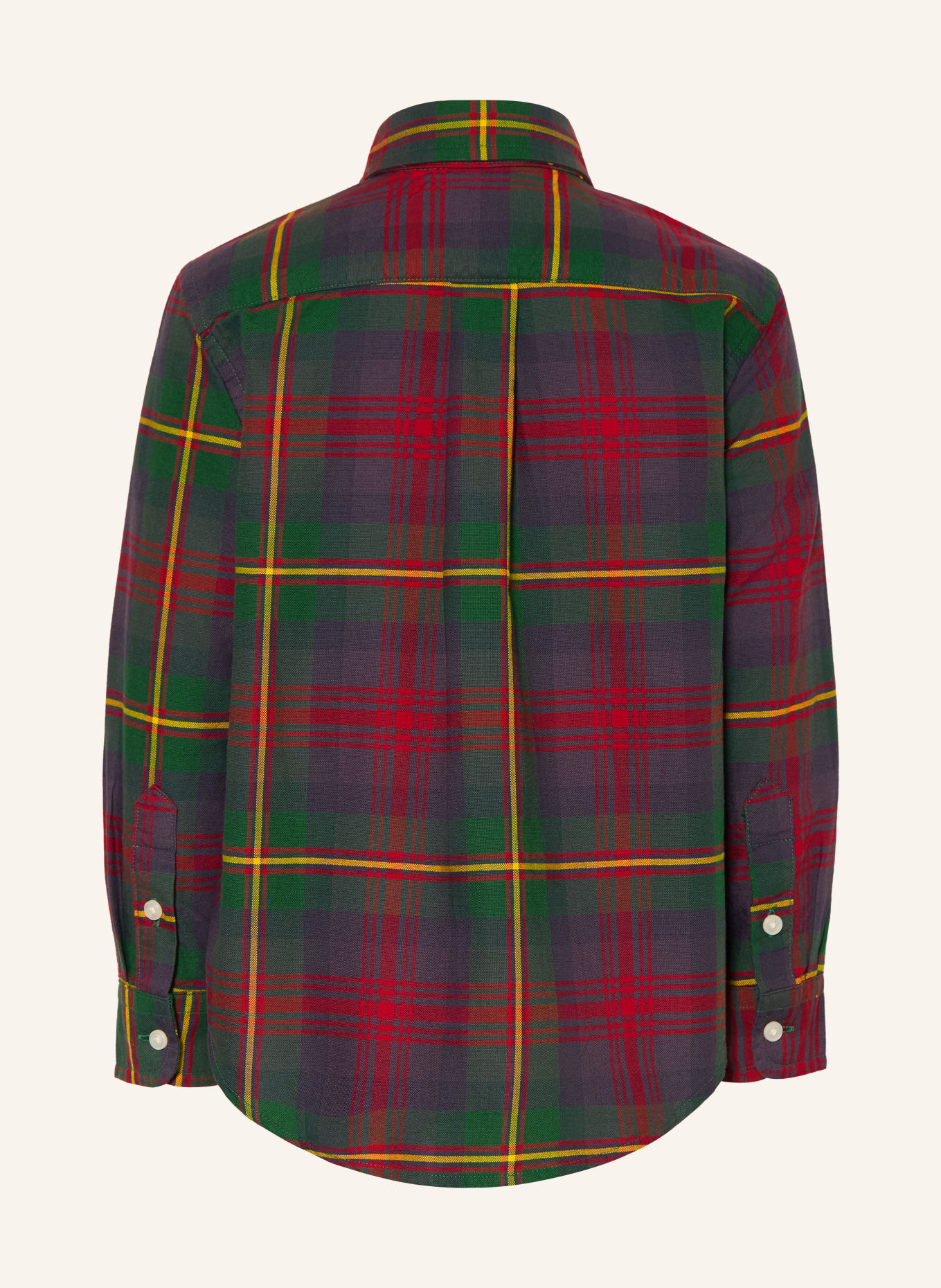 POLO RALPH LAUREN Oxford shirt: DARK GREEN / DARK RED / YELLOW