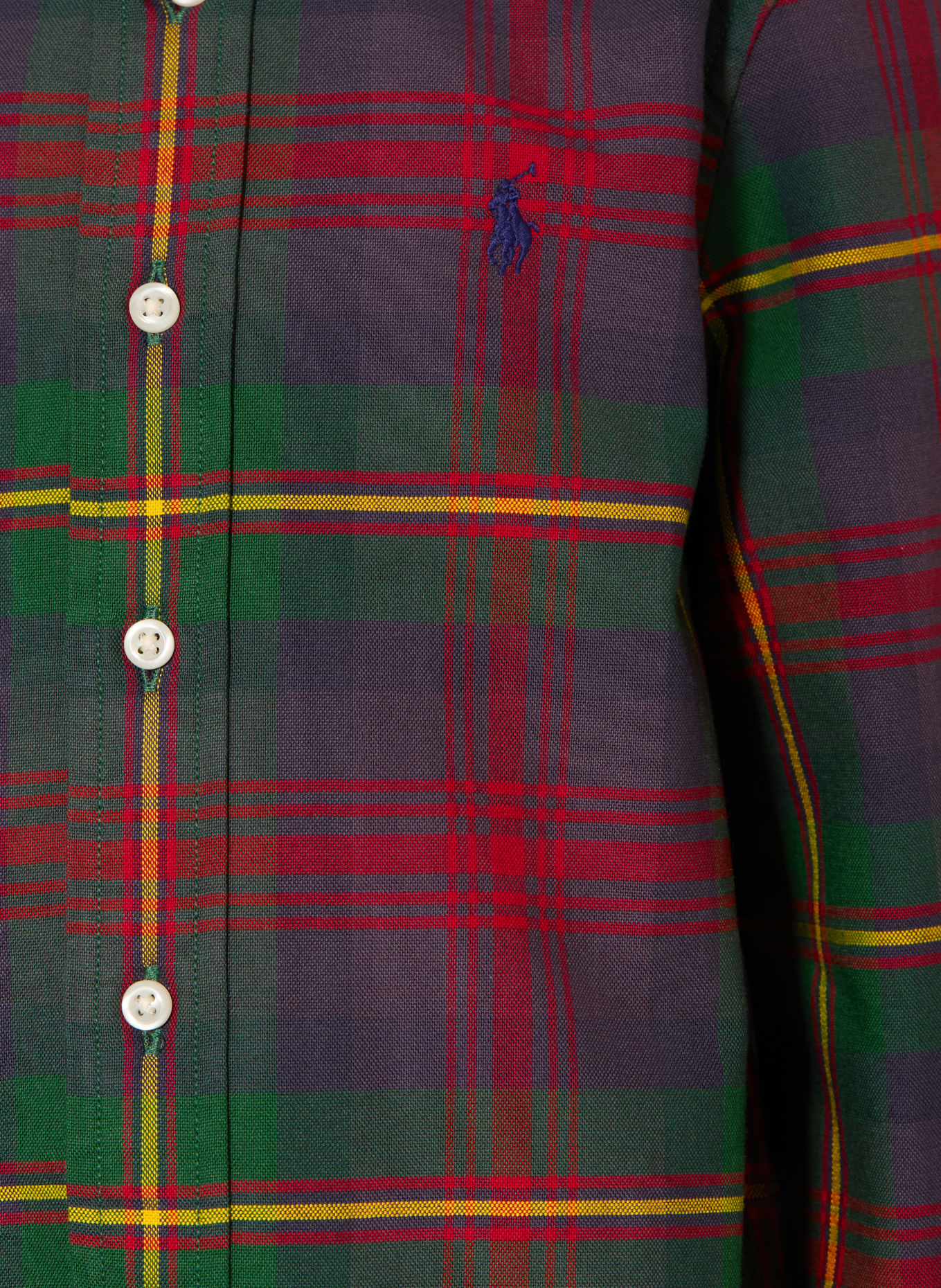 POLO RALPH LAUREN Oxford shirt: DARK GREEN / DARK RED / YELLOW