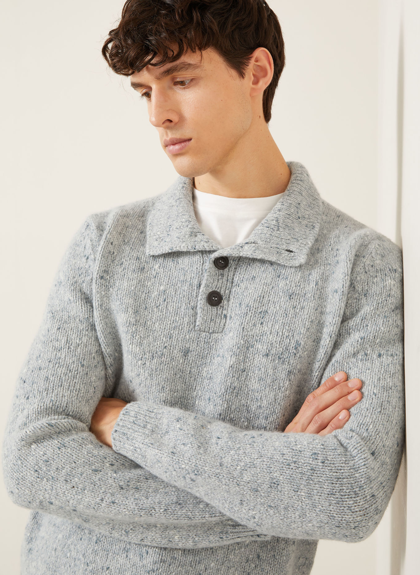 IRIS von ARNIM Pull col zippé CALDER en cachemire: GRIS CLAIR / GRIS