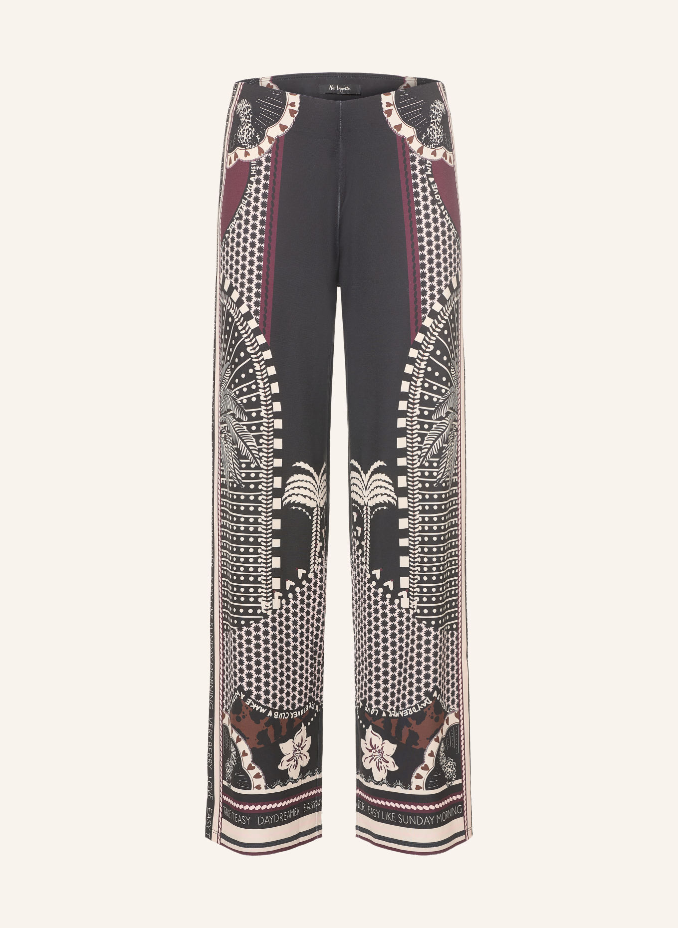 Miss Lagotte Marlene-broek: ZWART / BEIGE / DONKERROOD