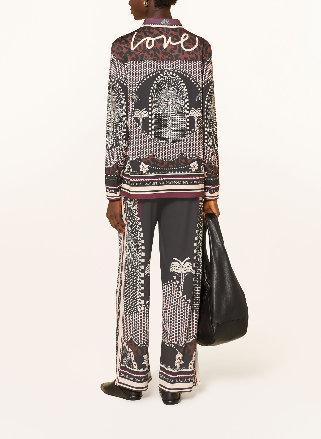 Miss Lagotte Marlene-broek: ZWART / BEIGE / DONKERROOD