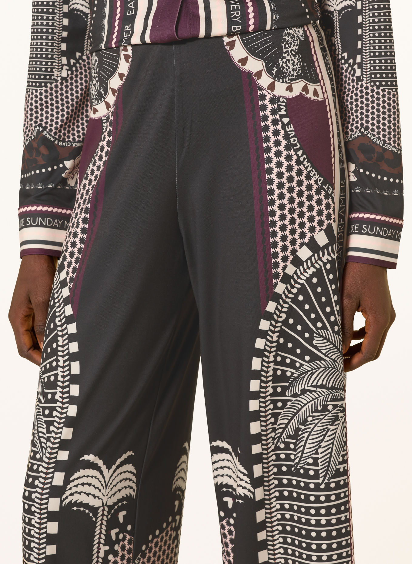 Miss Lagotte Marlene-broek: ZWART / BEIGE / DONKERROOD