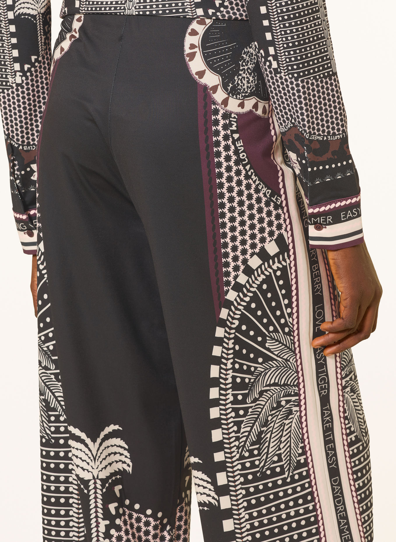 Miss Lagotte Marlene-broek: ZWART / BEIGE / DONKERROOD