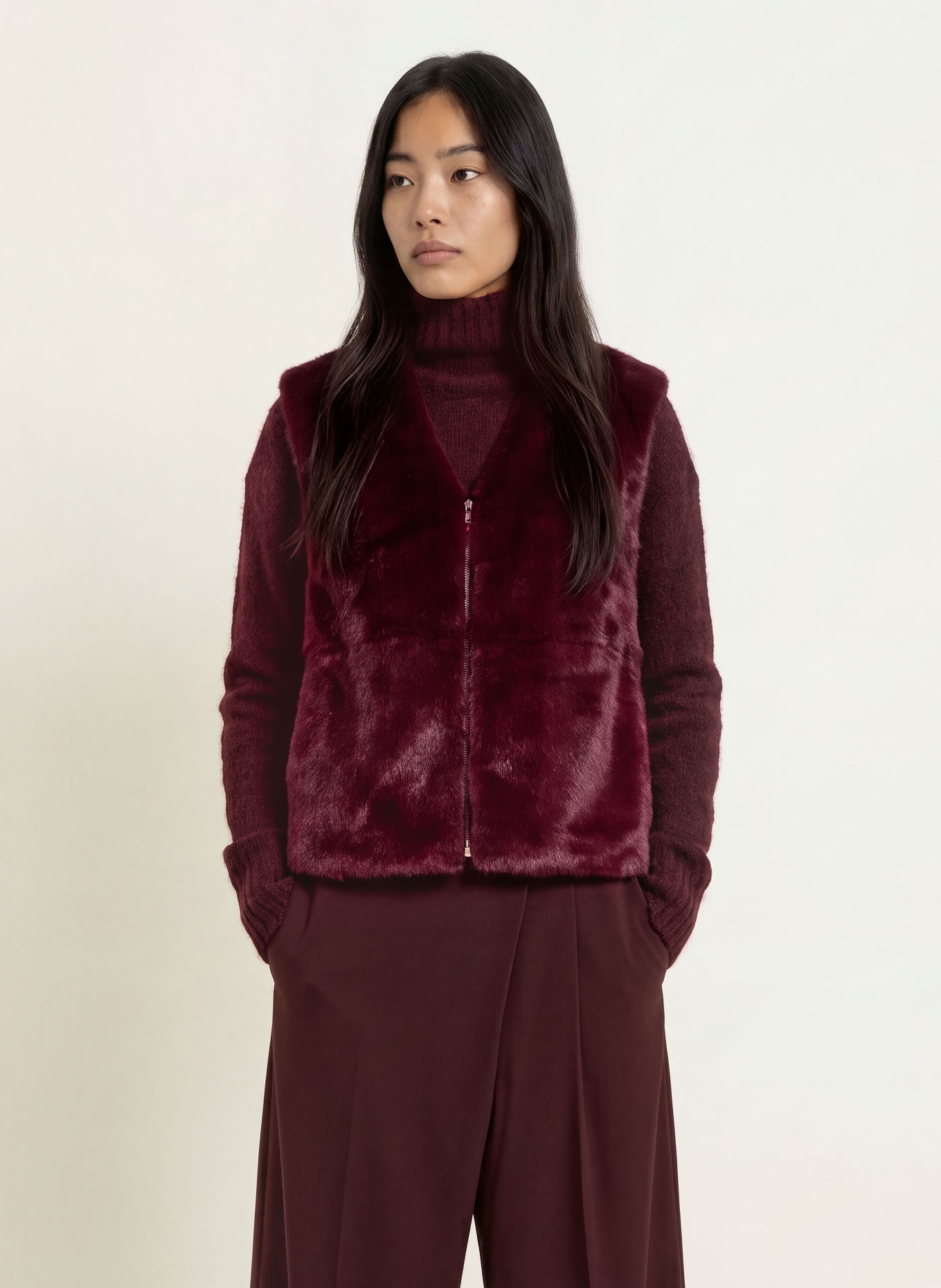 Miss Lagotte Bodywarmer van imitatiebont: FUCHSIA