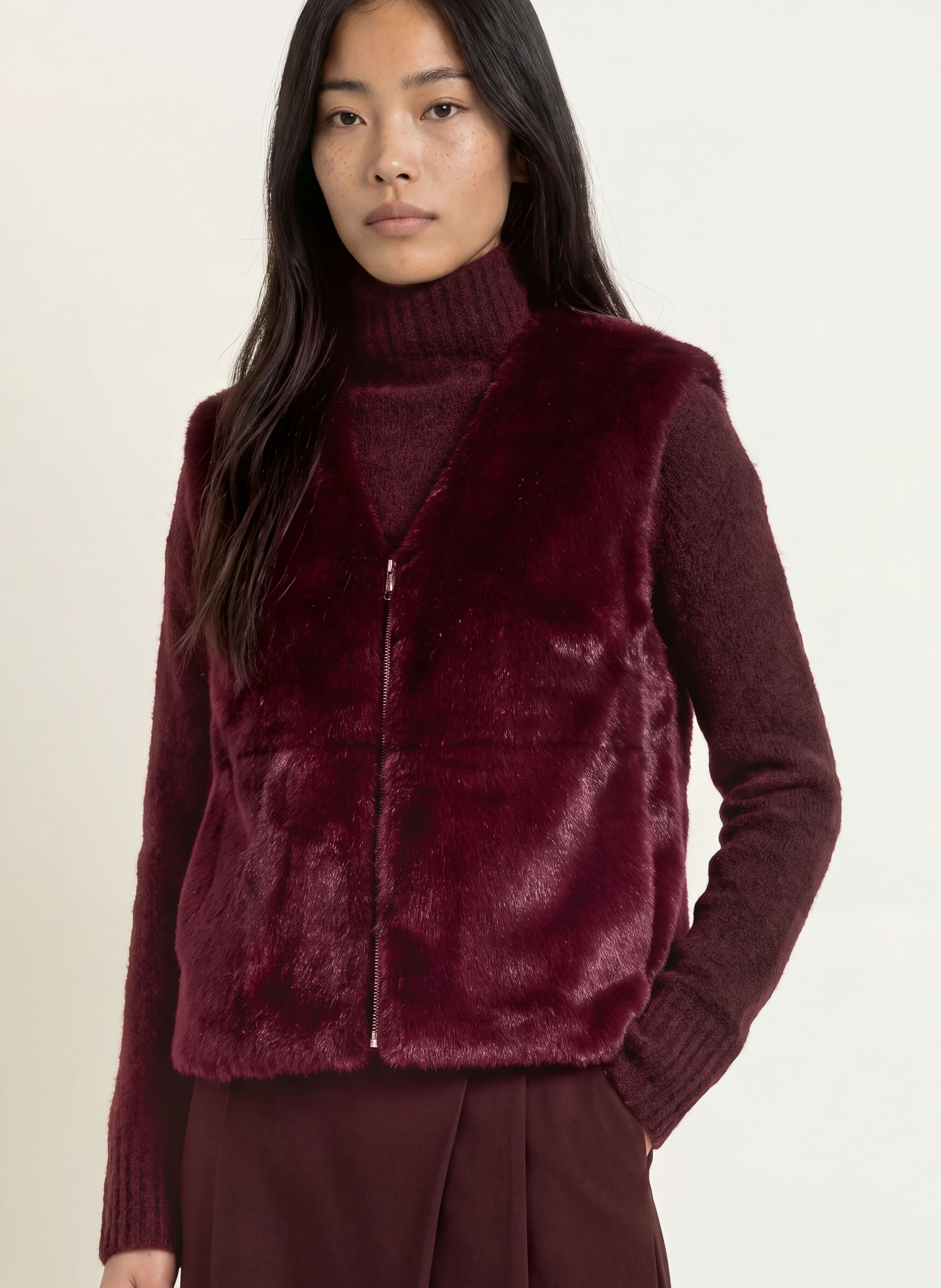 Miss Lagotte Bodywarmer van imitatiebont: FUCHSIA