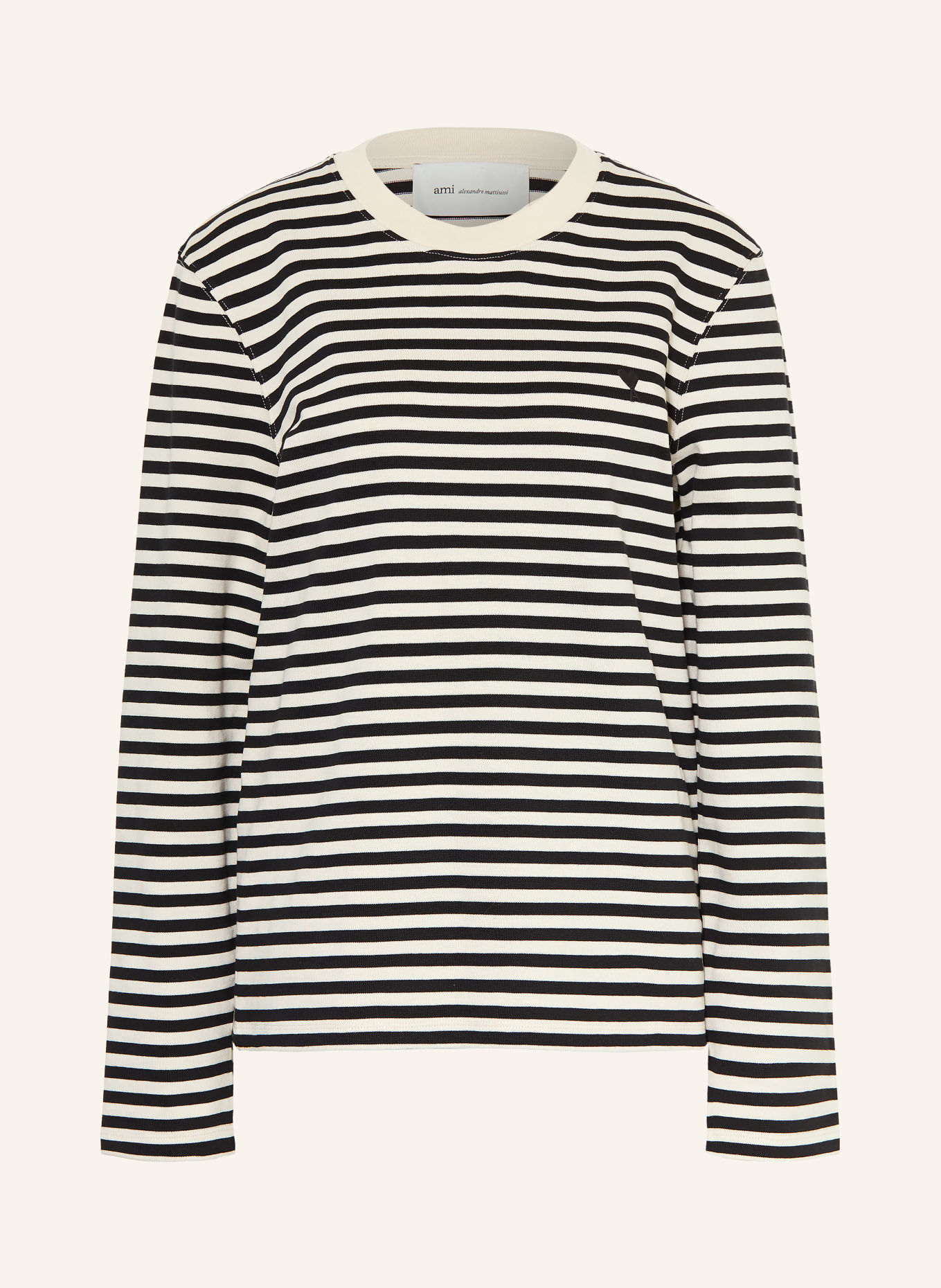 AMI PARIS Langærmet T-shirt: SORT / CREME