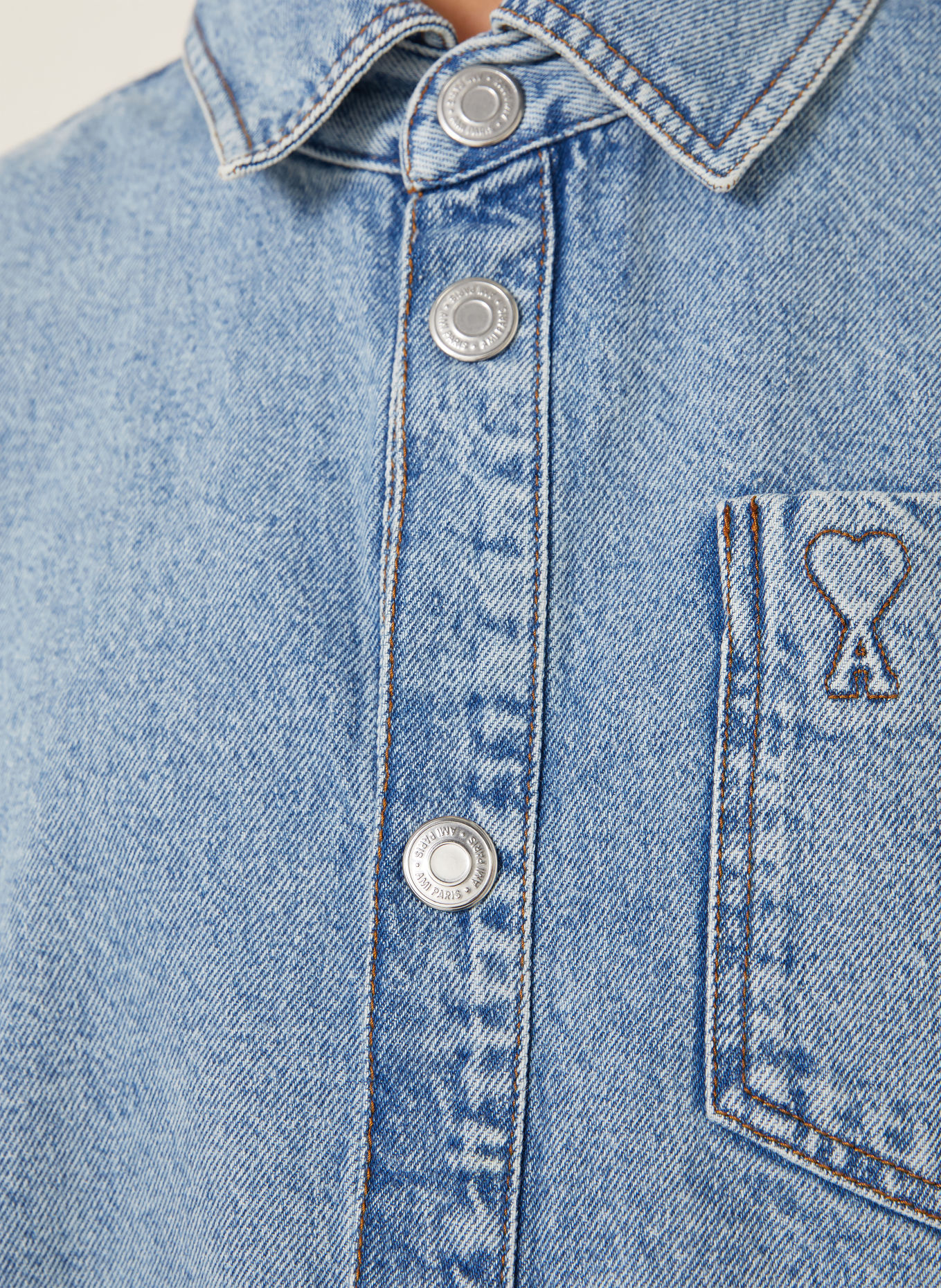 AMI PARIS Denim Overshirt: BLUE