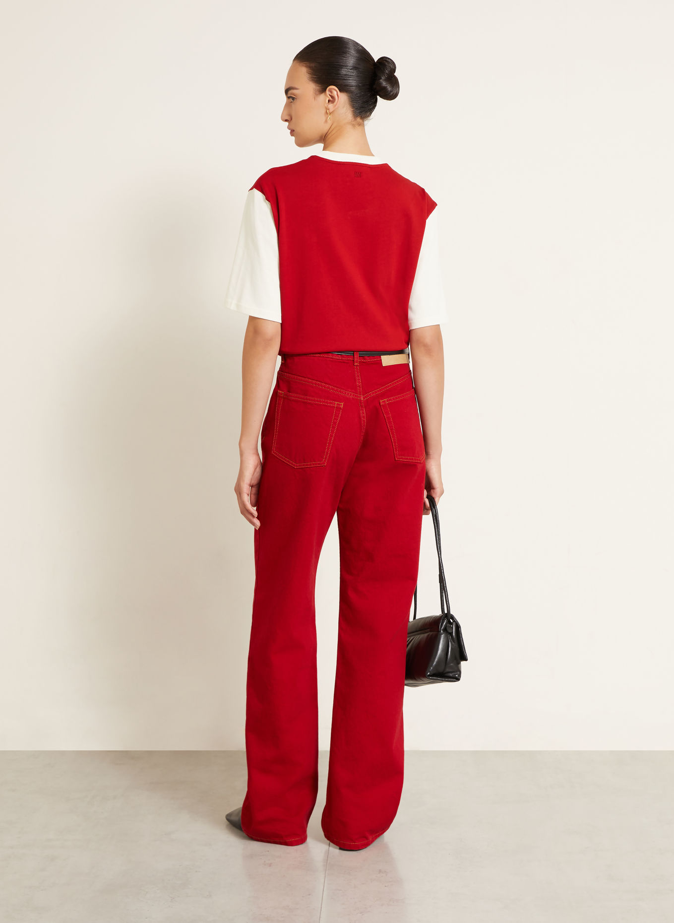 AMI PARIS T-shirt: ROUGE / CRÈME
