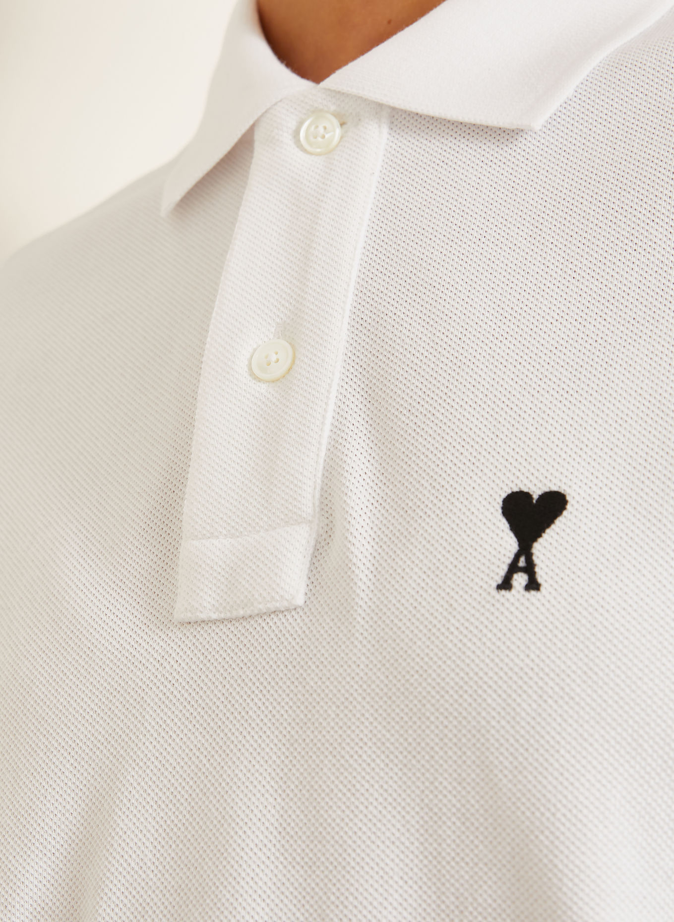 AMI PARIS Piqué polo shirt: WHITE
