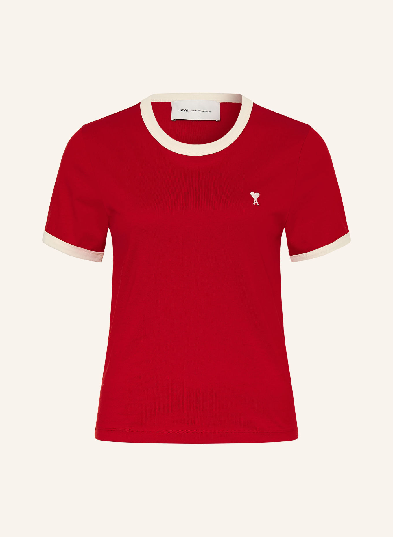 AMI PARIS T-shirt: ROUGE / CRÈME