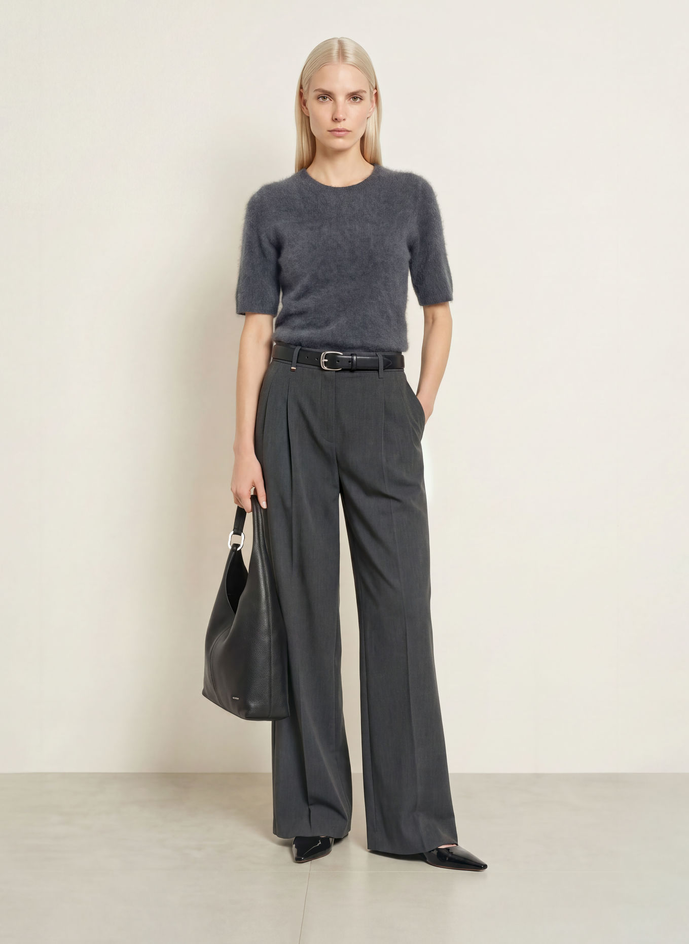 PURSCHOEN Strickshirt PISA aus Cashmere: DUNKELGRAU