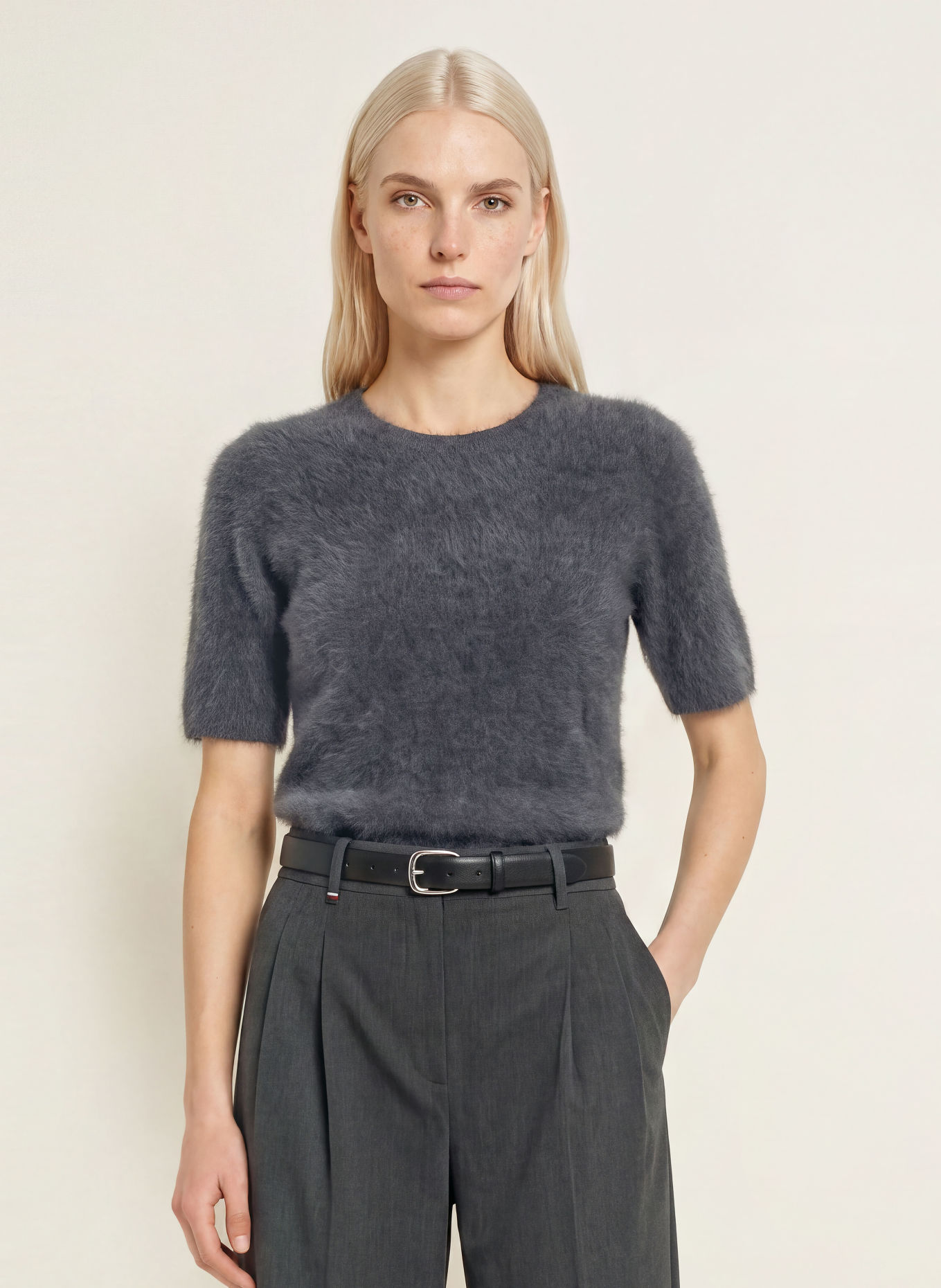 PURSCHOEN Strickshirt PISA aus Cashmere: DUNKELGRAU