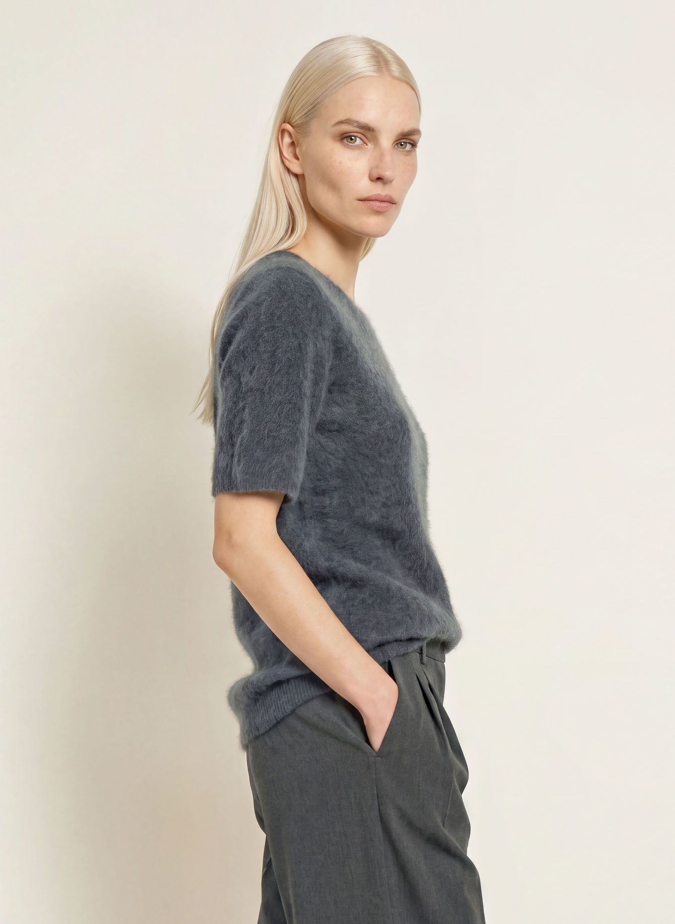 PURSCHOEN Strickshirt PISA aus Cashmere: DUNKELGRAU